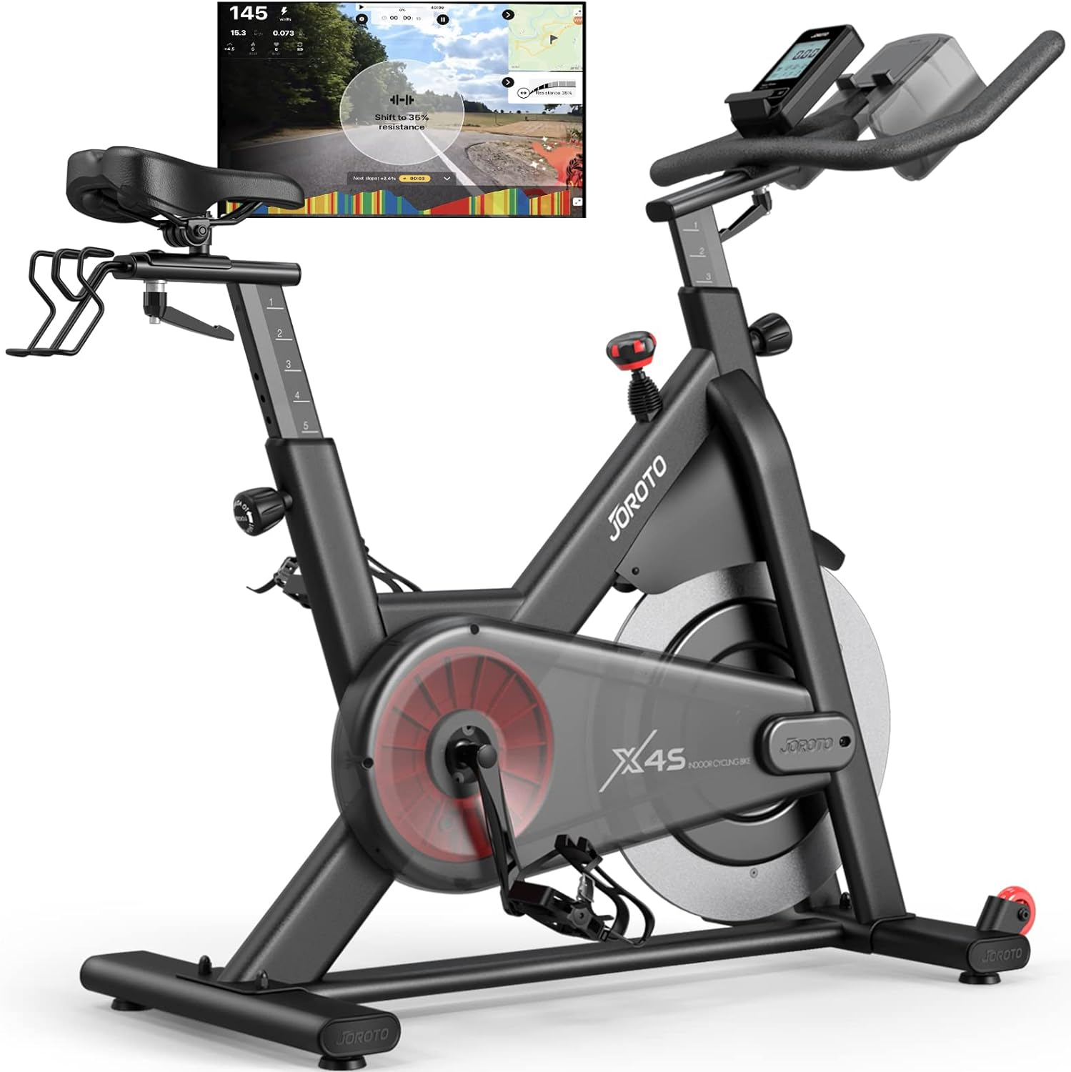 JOROTO X4S Bluetooth Exercise Bike - Indoor Cycling Bike with Readable Magnetic Resistance and Belt Drive Stationary Bikes (330 Pounds Capacity) image number 6
