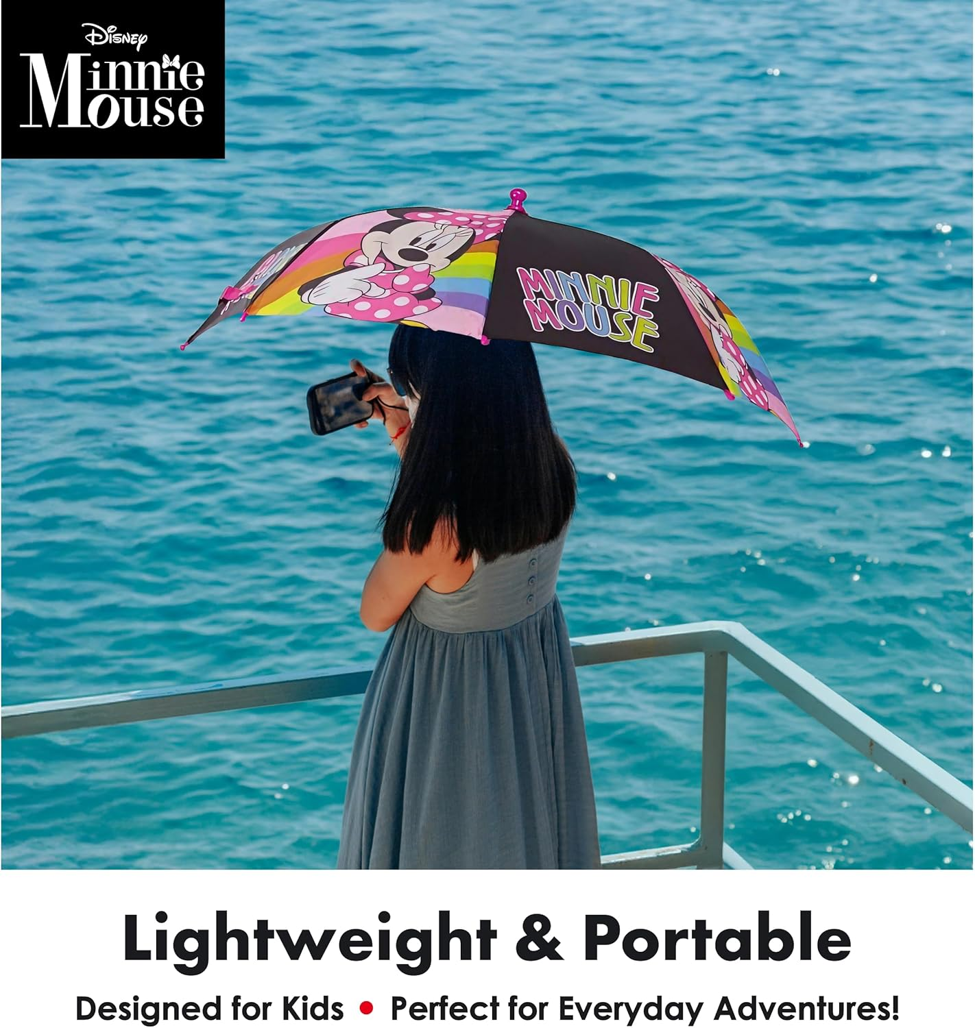 Disney Kids Umbrella, Frozen/Princess/Minnie Mouse Toddler and Little Girl Rain Wear for Ages 3-6 - Frozen Purple image number 3