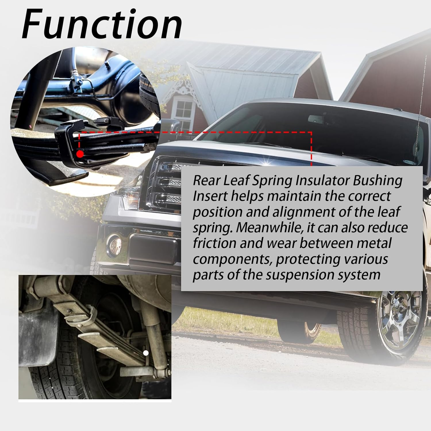 XTPTFABS 4 Pcs FL3Z5586B FL3Z 5586-B Rear Leaf Spring Insulator Bushing Inserts Compatible with 2015-2020 Ford F150,Rear Leaf Helper Spring Insulator Pad Replaces FL34 5586-AA image number 3