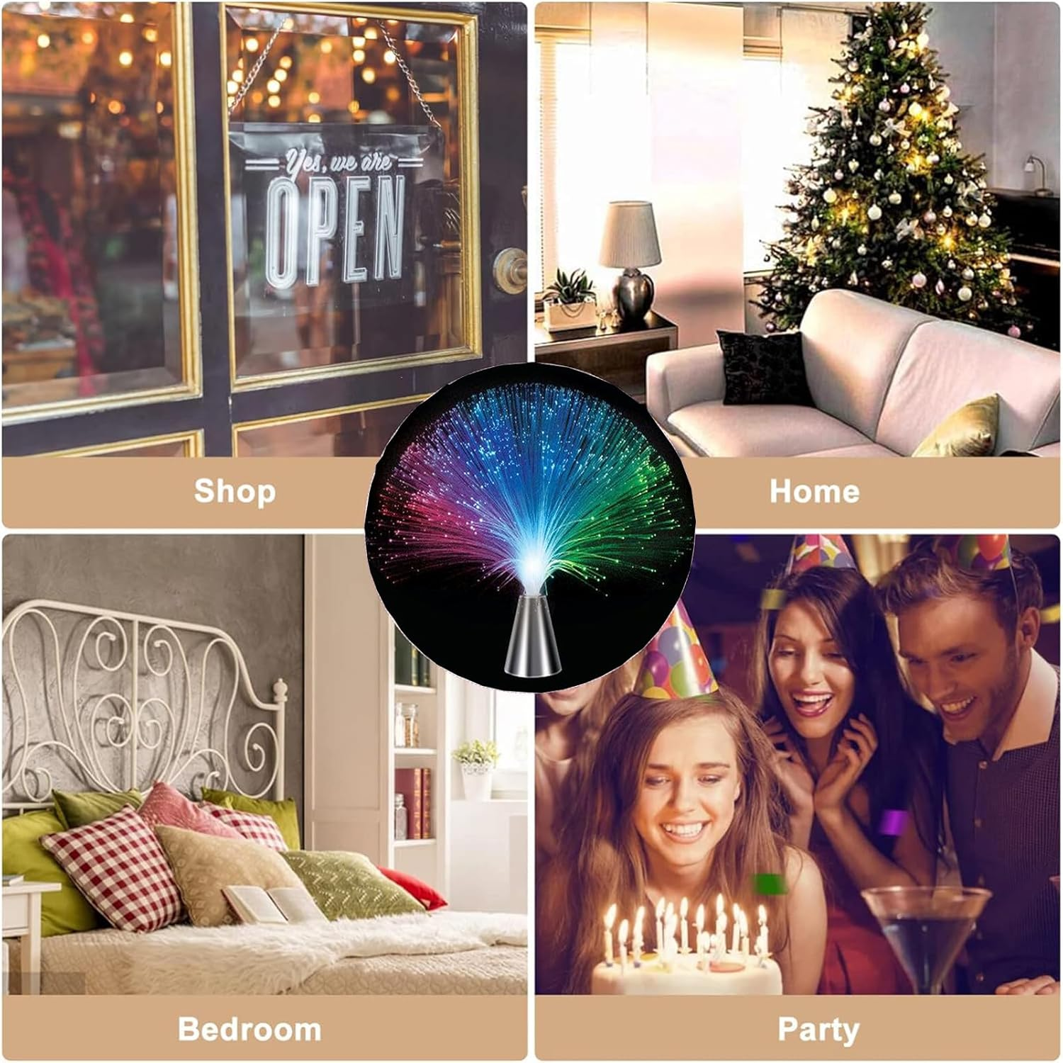 MODOAO LED Color Changing LED Lamp, 7 Colors Colorful Fiber Optic Lantern Battery Operated Mood Night Light Festival Atmosphere Lamp for Living Room Bathroom Bar Party image number 6