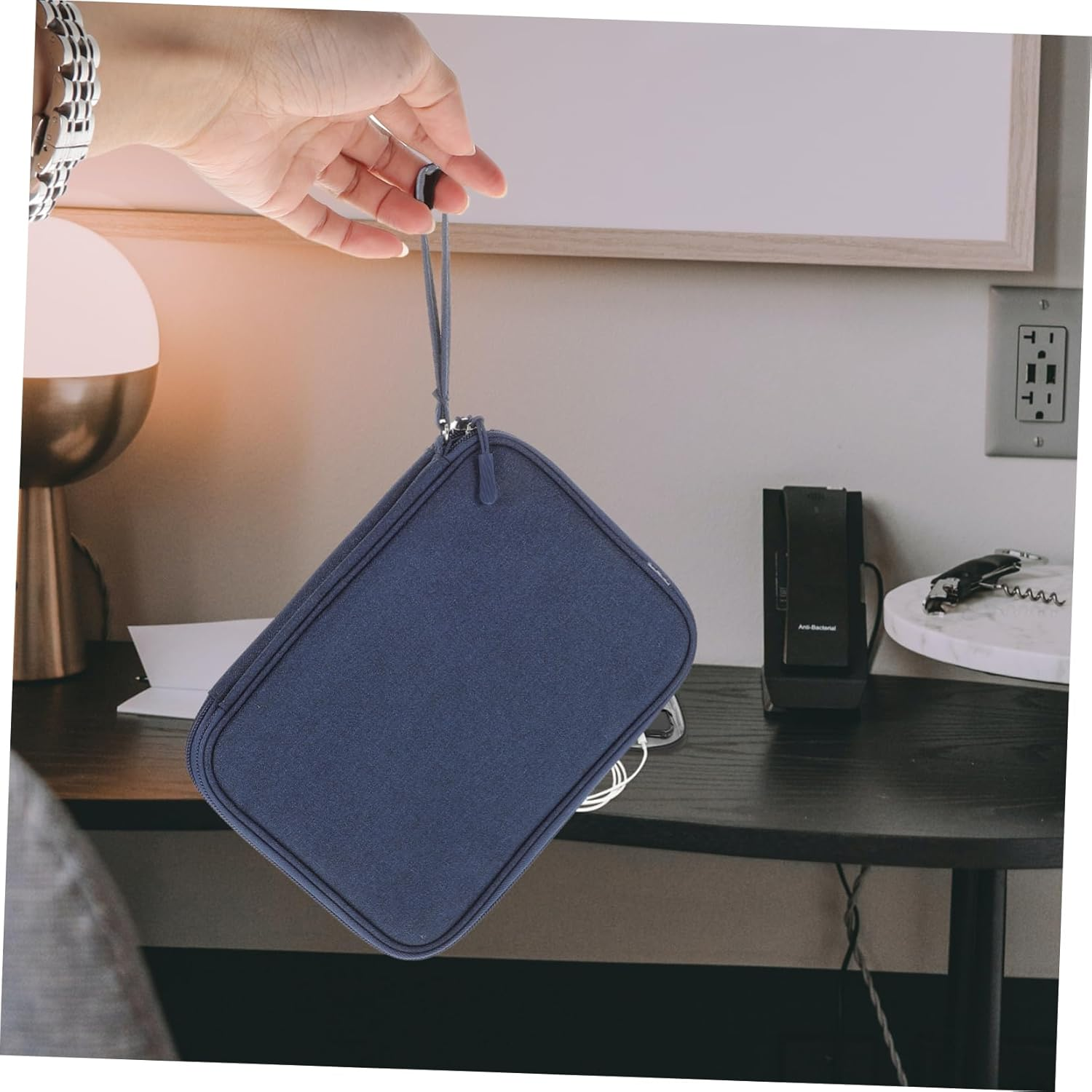 Gadpiparty Travel Storage Organizer Bag Canvas Hanging Toiletry Bag Cord Organizer for Electronics image number 6