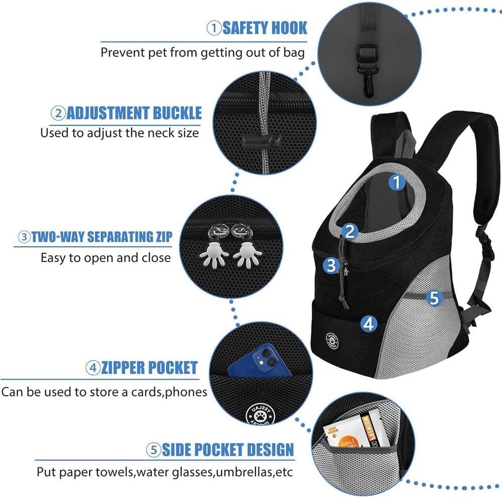 Dog Backpack Carrier for Small to Medium Dogs &ndash; Adjustable, Breathable Pet Carrier with Safety Belt & Reflective Strips, Lightweight Pack for Hiking, Travel & Outdoor Use image number 1