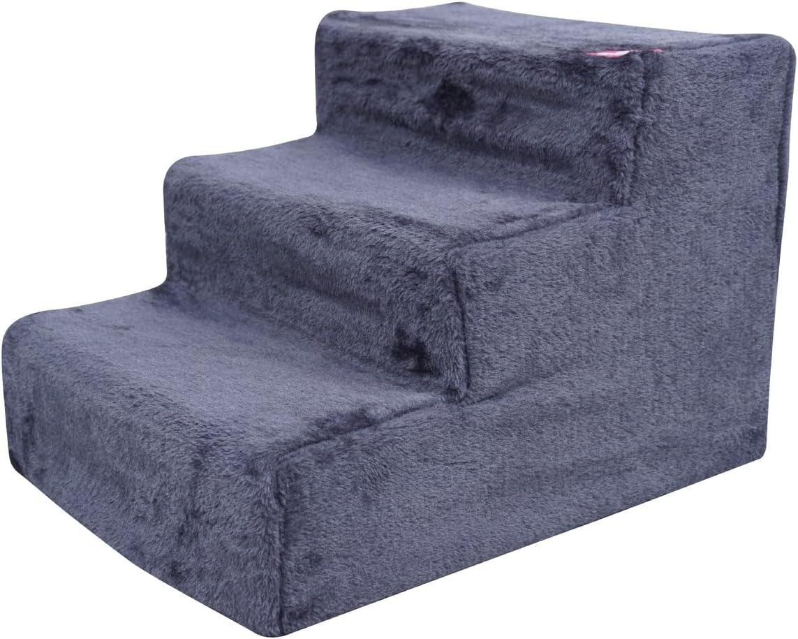 YES4PETS 3 Steps Plush Pet Dog Cat Puppy Stairs Washable Cover Ramp Ladder image number 3