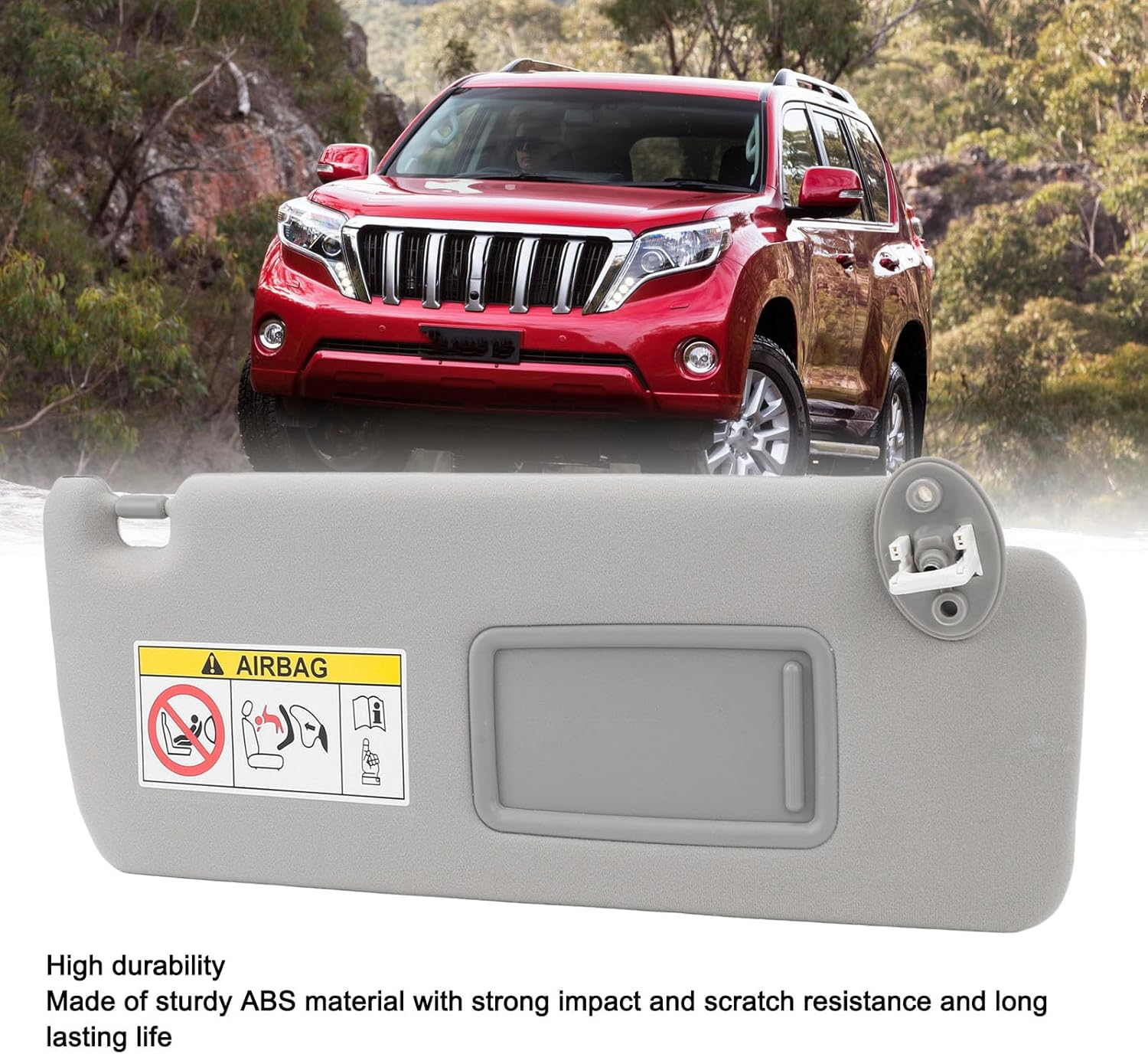 Gray Sun Visor Replacement for Land Cruiser Prado 2010-2023, ABS Elegant Sun Blocking Grey Rear View Sun Shielding Board with Makeup Mirror, Left Driver Side Sun Visor (Right) image number 2