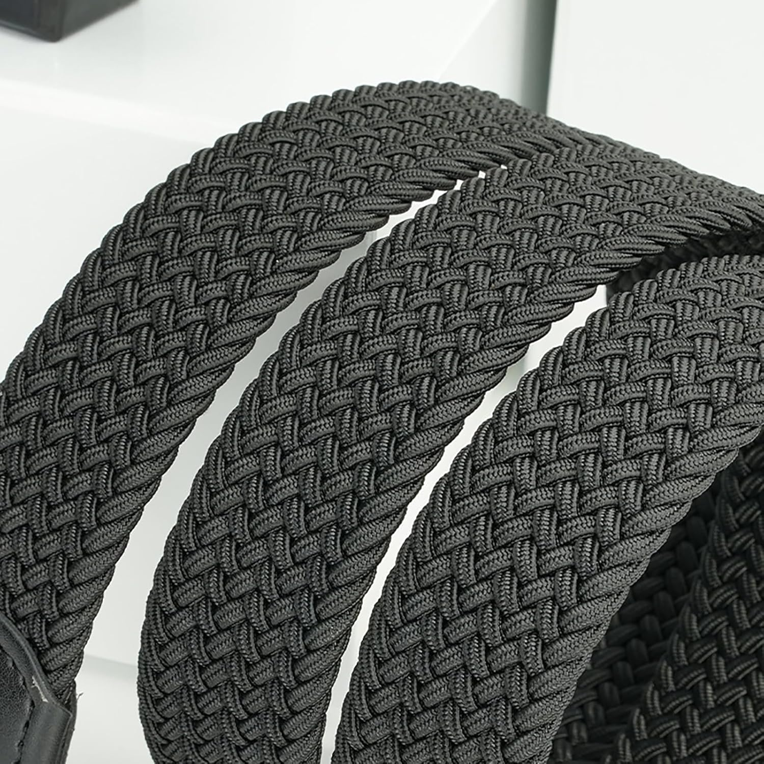 LJJCSFF Mens Braided Stretch Belt Elastic Woven Belt Fabric Golf Belt Cloth Work Belt Hunting Pants Belt Casual Jeans Belt Black, Black image number 6