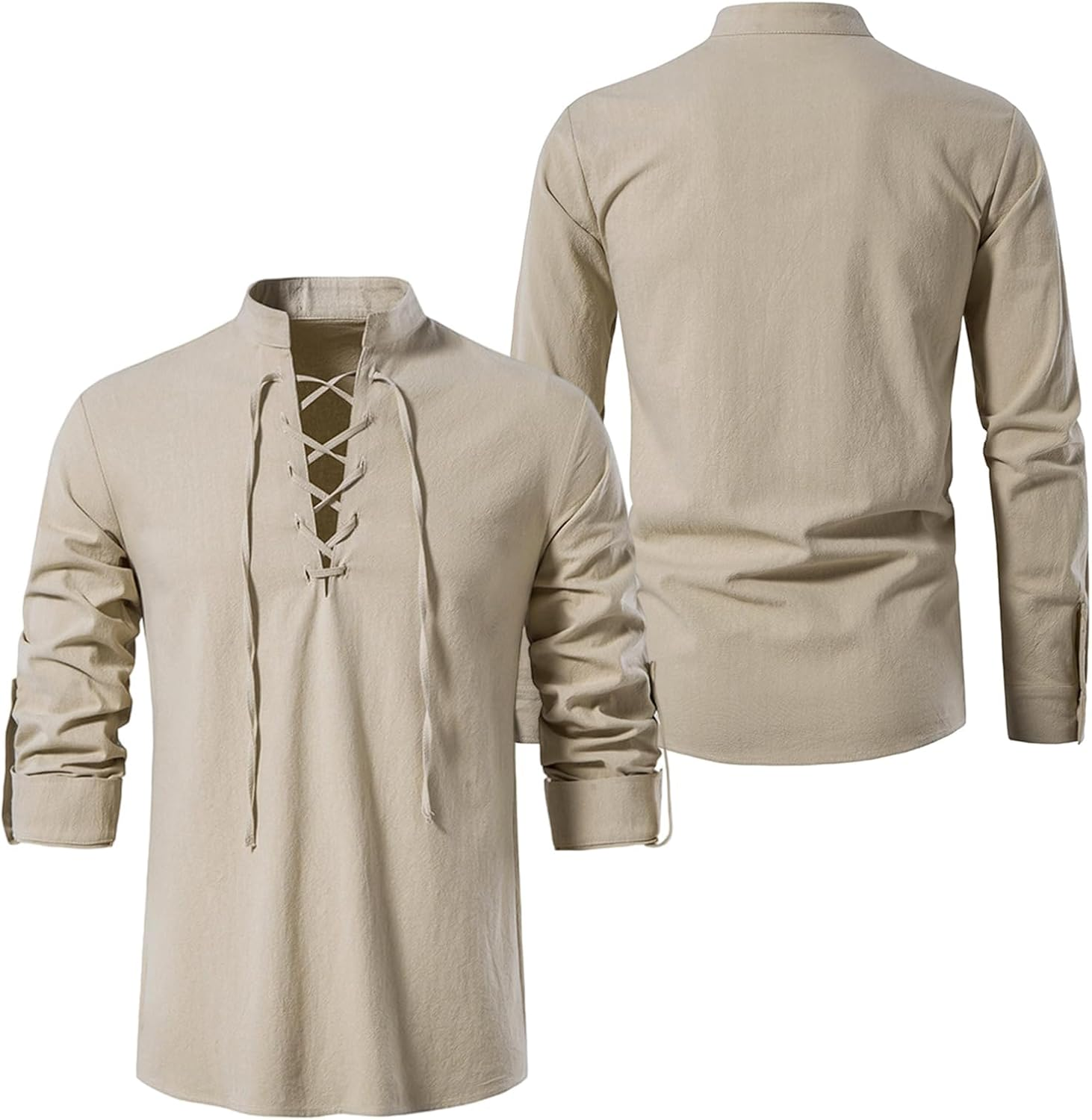 Medieval Costume Men Shirt Cotton Linen Loose Shirt Gothic Halloween Pirate Costume for Party Cosplay