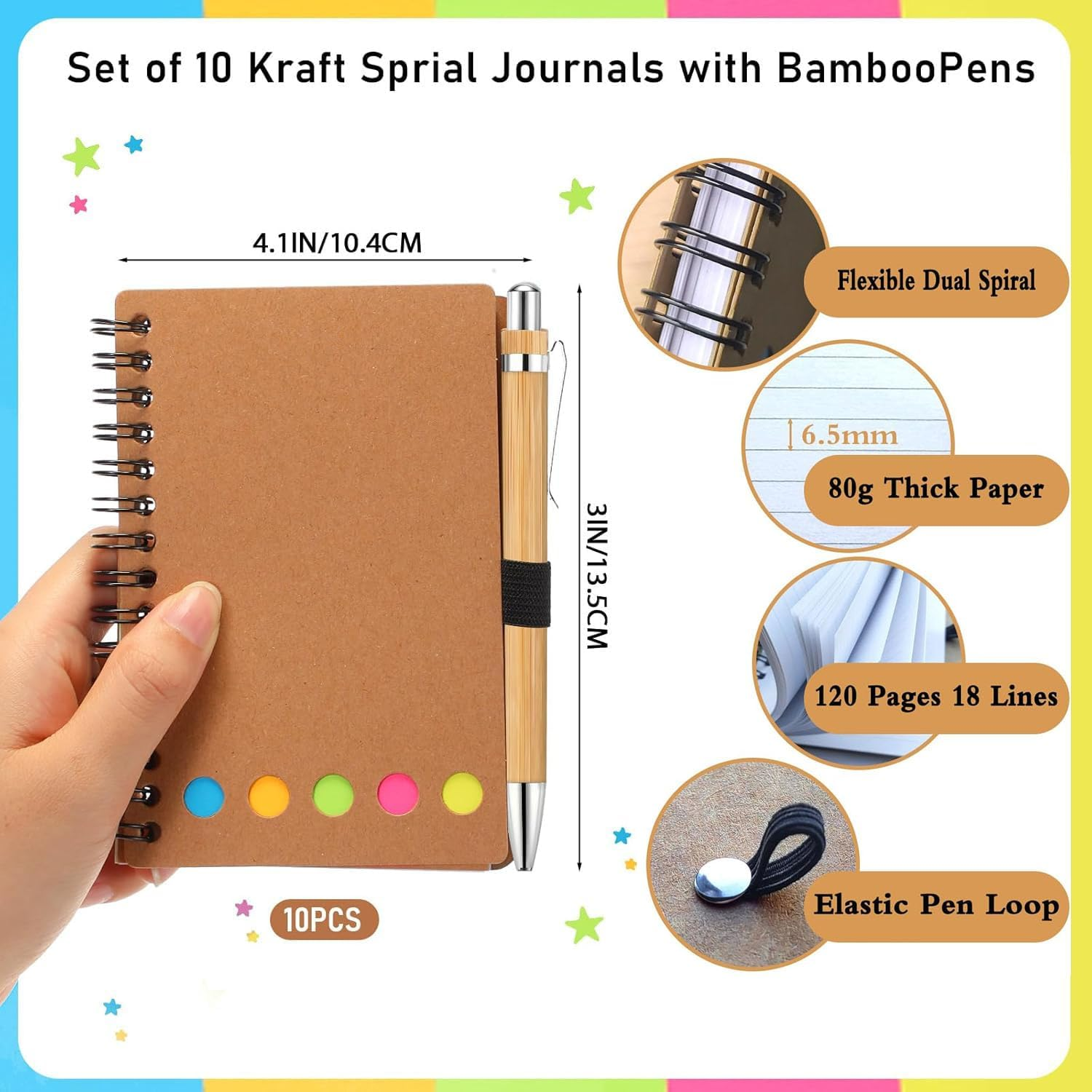 2025 Inspirational Spiral Notebook 10 Sets Portable Employee Appreciation Gifts Bulk Journals with Sticky Note Pen for Teachers Students Friends Colleagues Volunteer Nurse and Family Thank You Gifts image number 2