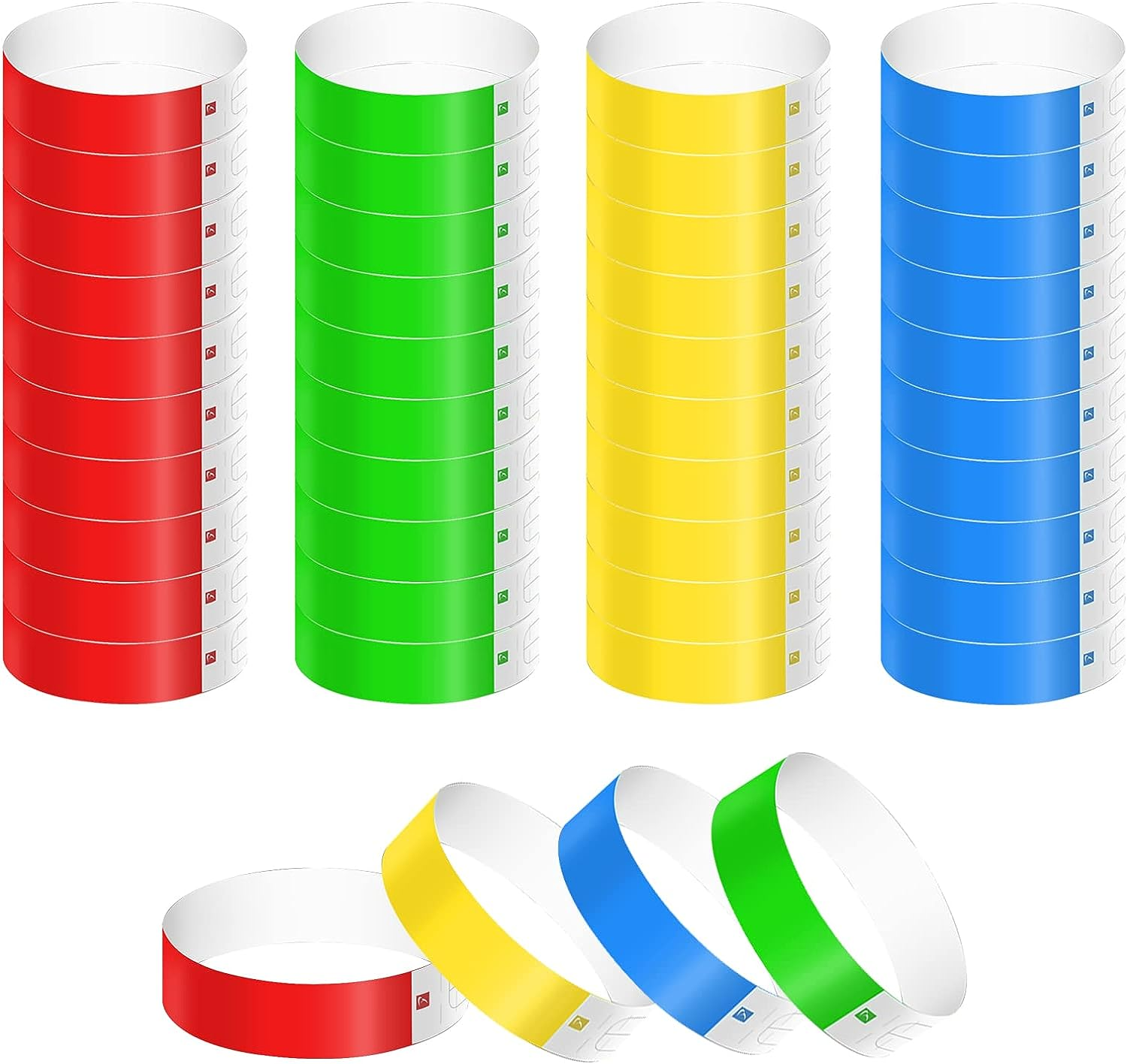 KINBOM 200Pcs Neon Wristbands, Waterproof Paper Bracelets Event Wristbands Colorful Wrist Party Bands Armbands for Events Bars Concerts Nightclubs(Green, Red, Blue, Yellow) image number 6