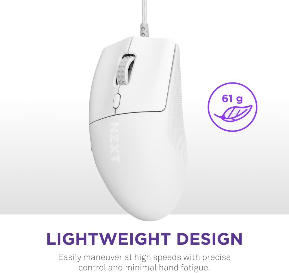 NZXT MS-001NW-02 Lift 2 Ergo Wired Gaming Mouse, White image number 6