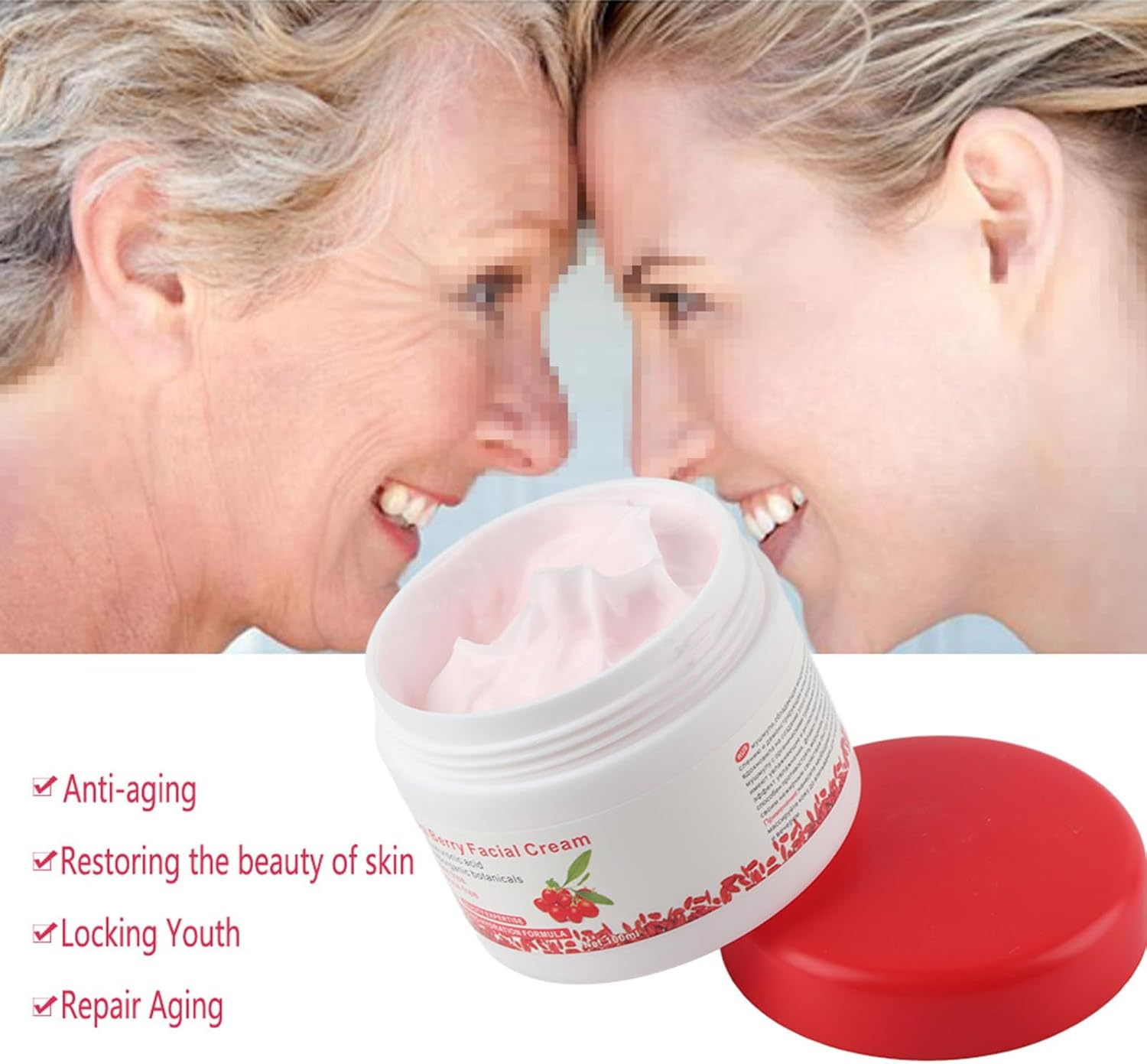 Berry Face Cream, Antioxidant Face Moisturizer Goji Cream Revitalizing anti Wrinkle Cream Fashion Goqi Berries anti Aging for All Skin Types image number 2