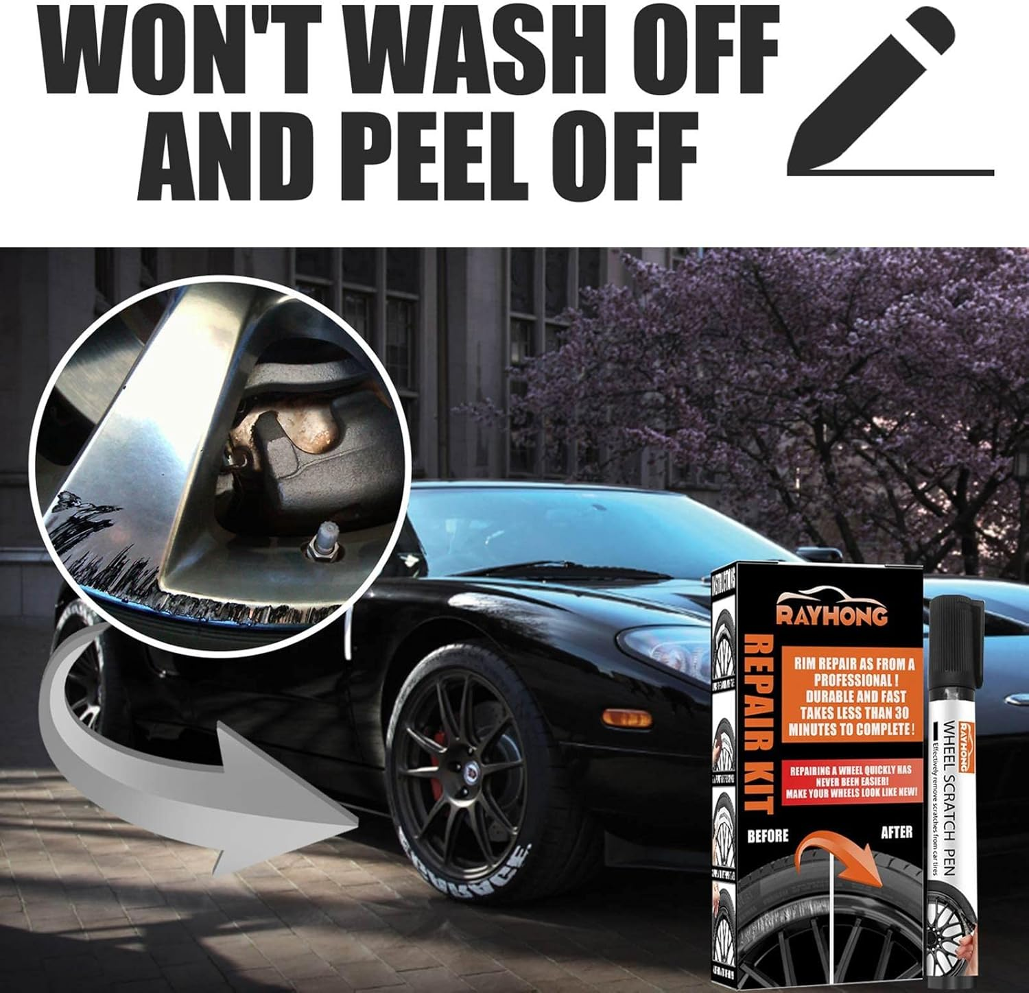 Wheel Repair Kit,Wheel Touch up Kit - Wheel Scratch Repair Kit for Car Truck Vehicle, Quick and Easy Fix Universal Colors Dobooo image number 3