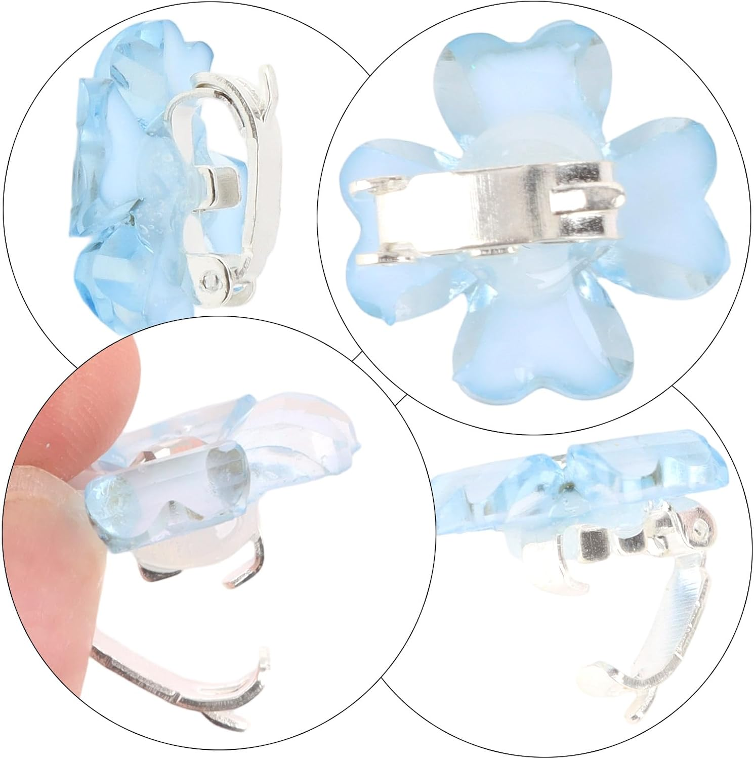 Bumlofa Blue Flower Hair Clip: 20 Mini Hair Clips Small with Crystal, Perfect for Girls & Children, Beautiful for Hairstyle Decor & Party Styling image number 2