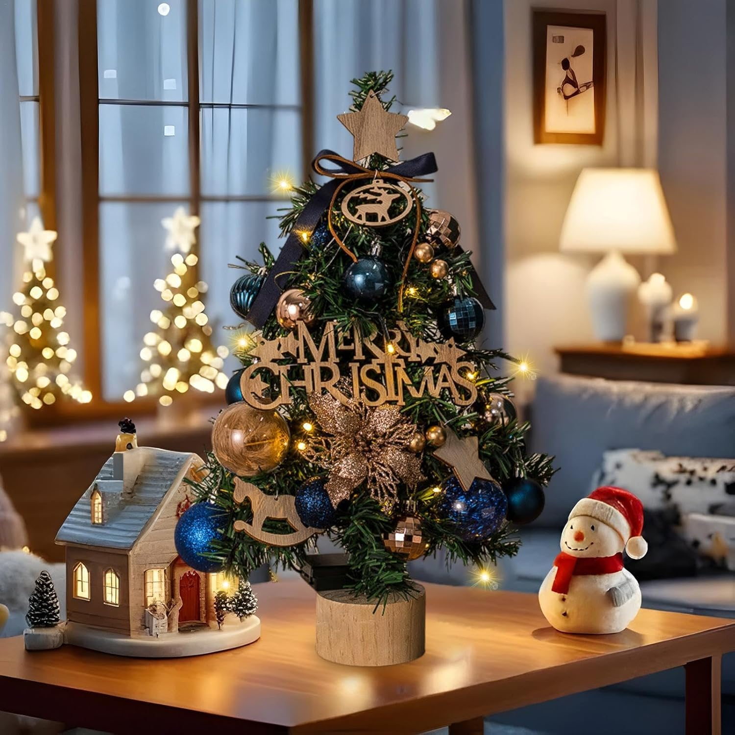 Light up Christmas Tree Decorations | Holiday Ornament | Christmas Tree Tabletop Holiday Tree with Star Topper for Fireplace 18 Inches image number 3