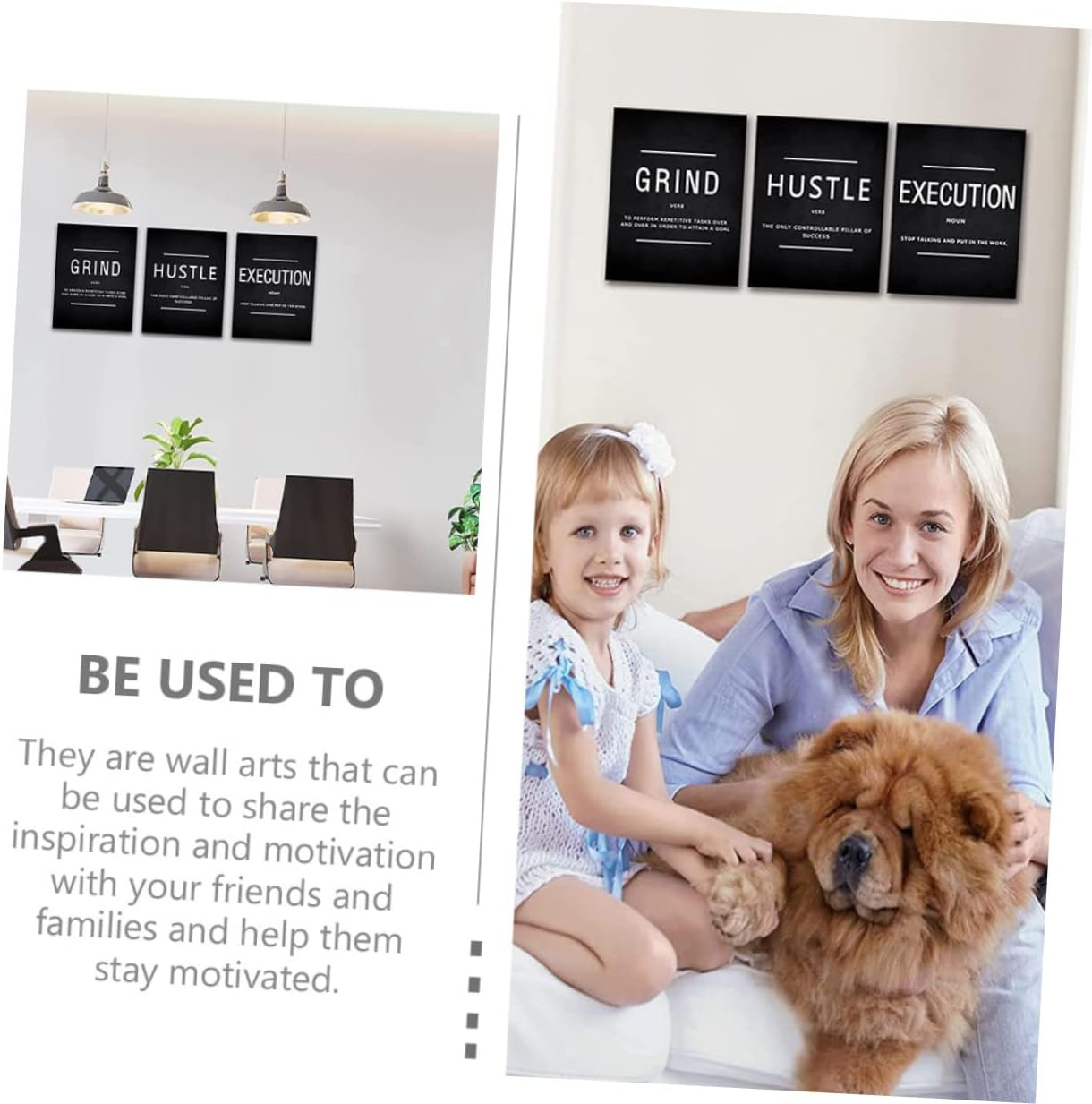 ETHZZLE Inspirational Non-Woven Wall Art Motivational Quotes Poster 3Pcs Set Artistic Home Office Decoration Wall Hanging for Work and Business image number 5