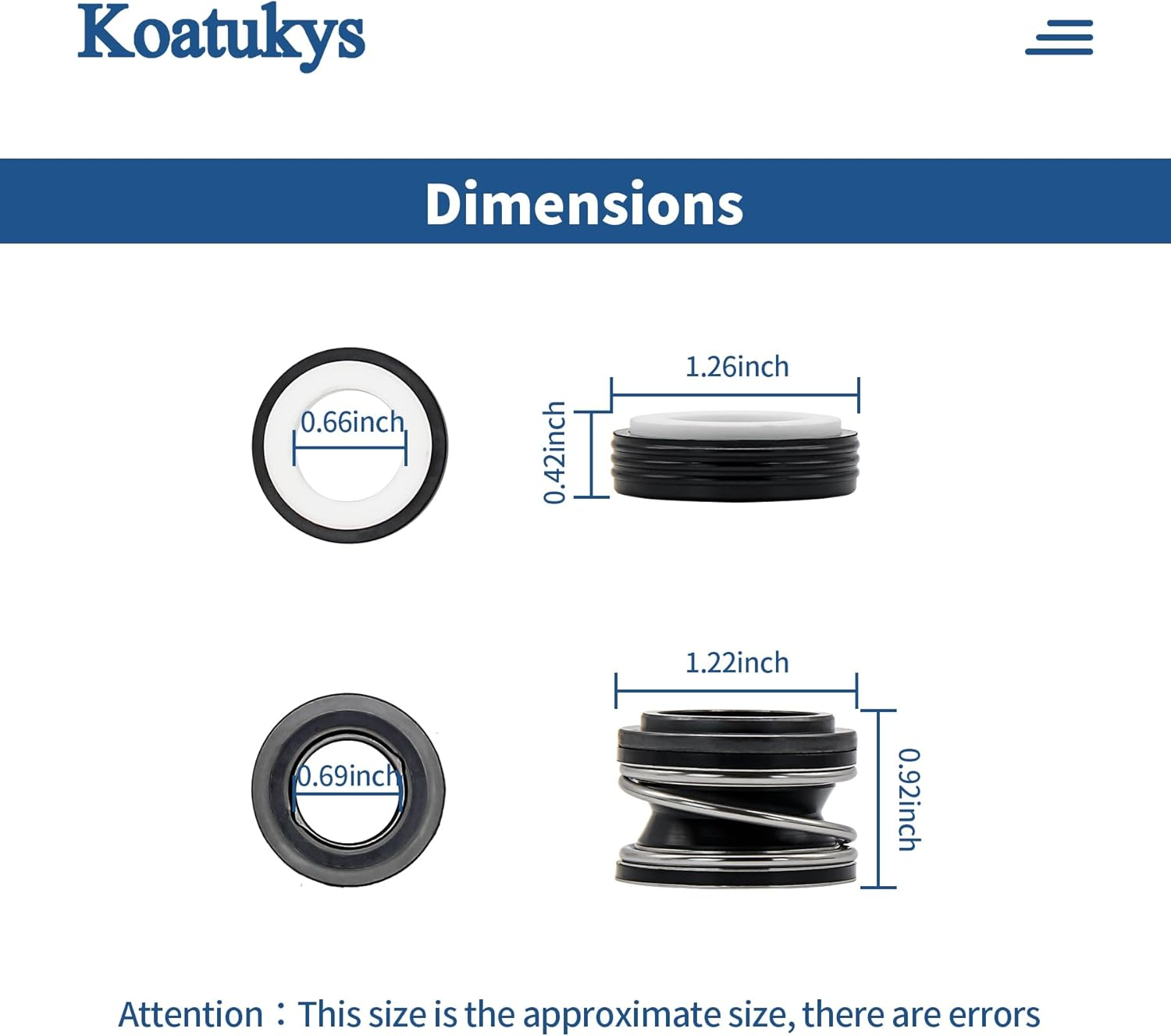 Koatukys SP3000X Shaft Seal Gaskets and O-Ring Kit for Hayward Super II Pool Pump Series with Diffuser, Lid Gasket, Housing Gasket and Shaft Seal Assembly SPX1600Z2 PS-201 image number 1