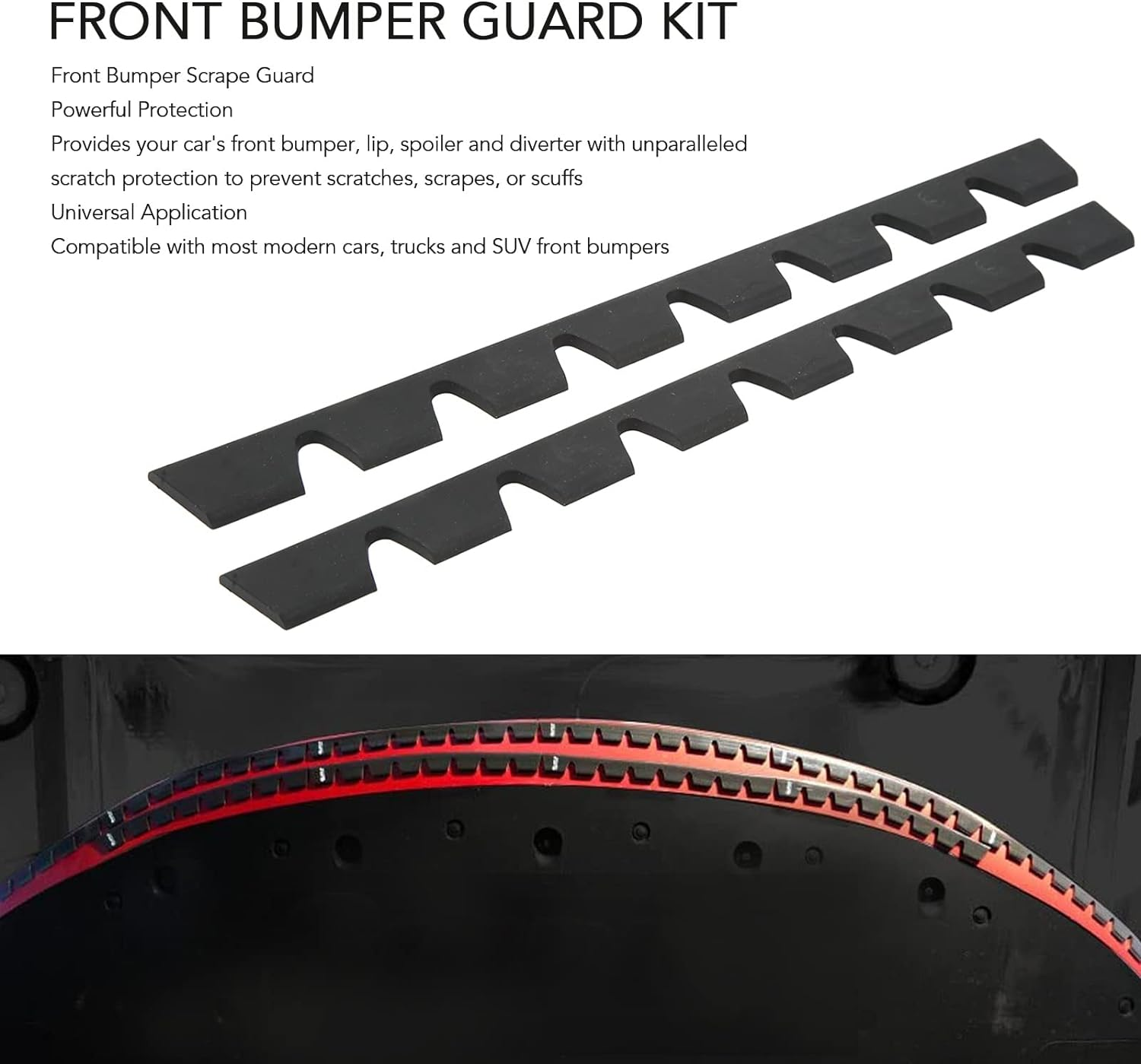ZDETGU 8Pcs Front Bumper Scrape Guard Set Rubber Black Universal Bumper anti Scratch Protector Car Protector