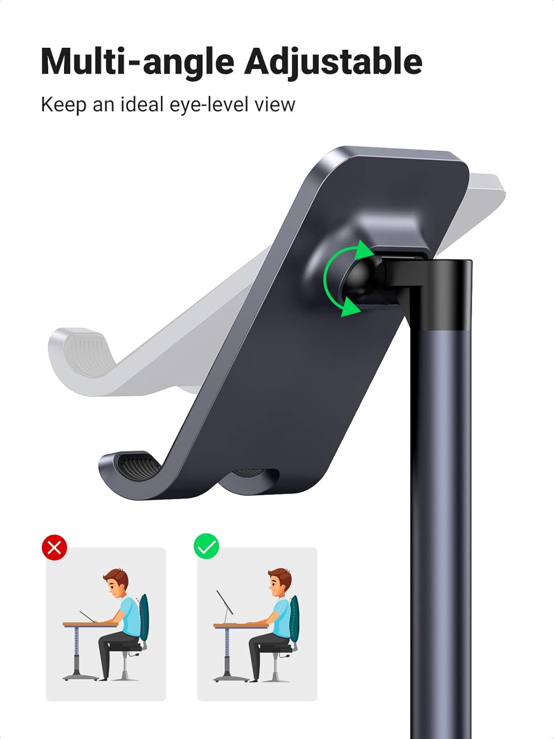 Ugreen 60324 Adjustable Desktop Phone Stand, Black image number 2