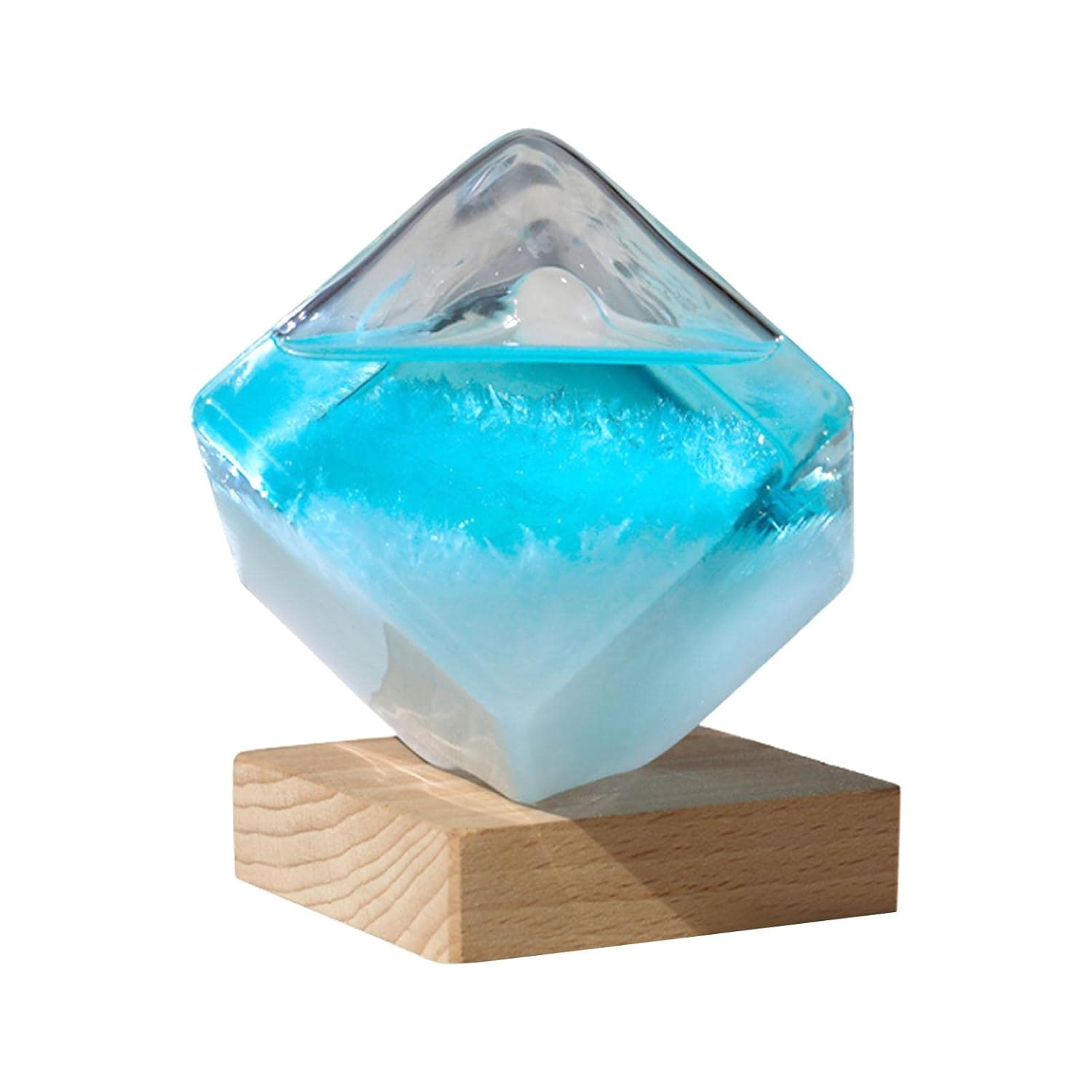 Storm Glass Weather Forecaster - Cube Shape Home Decorative Indoor Station Predictor Cloud, Barometer Office Desktop