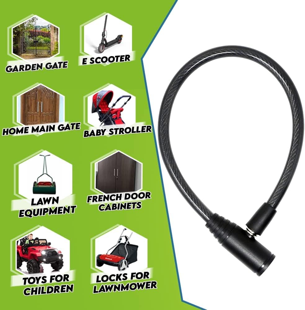 Urban August Original Fridge Lock: Multi - Functional Cable Keyed Lock, for French-Door Refrigerators and Cabinets (Regular, Black - 3 Pack KEYED Alike) image number 4