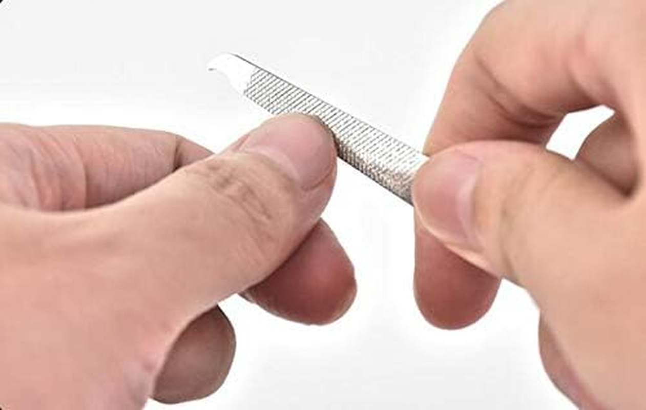 QUUPY 10PCS Silver Stainless Steel Double-Sided Nail File with Curved Tip Finger Slit Knife Polished Plate Finger Trim Manicure Tool for Hand and Foot Care in Nail Salon image number 2