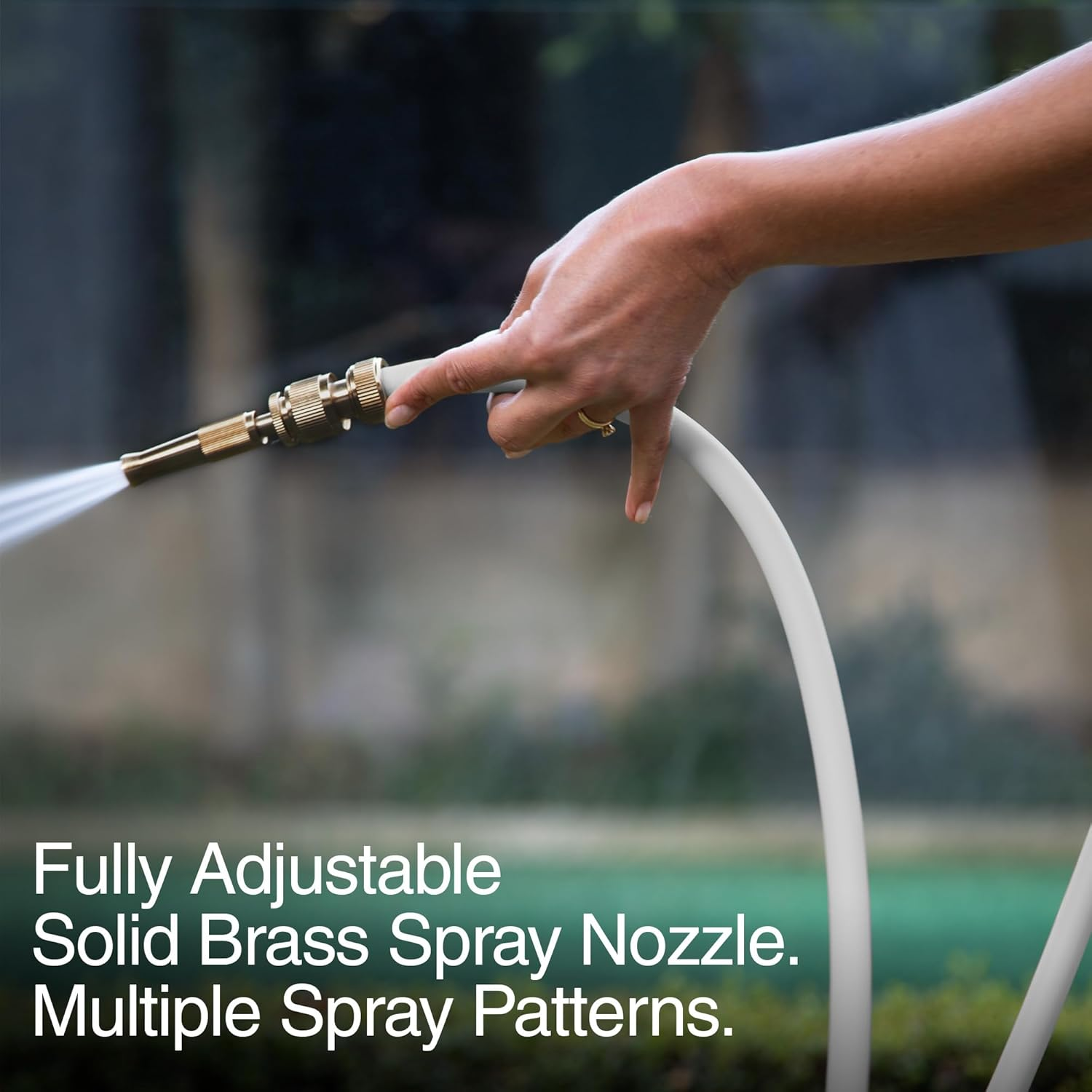 Flexy 20M Premium Flexible Garden Hose | Exclusive Colours, Lightweight, Uv-Resistant Hybrid Polymer, Kink-Free with Solid Brass Fittings & Multi-Pattern Spray Nozzle (White) - Charcoal image number 7