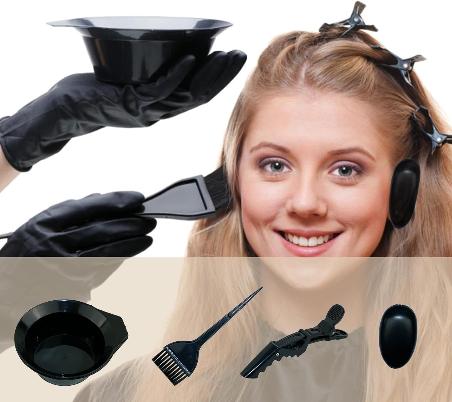 20 Pieces Hair Dye Coloring Kit- Hair Tinting Bowl, Hair Agitator, Dye Brush, Ear Cover, Hairpin, Hair Coloring Cape for Salon Bleaching & Highlighting