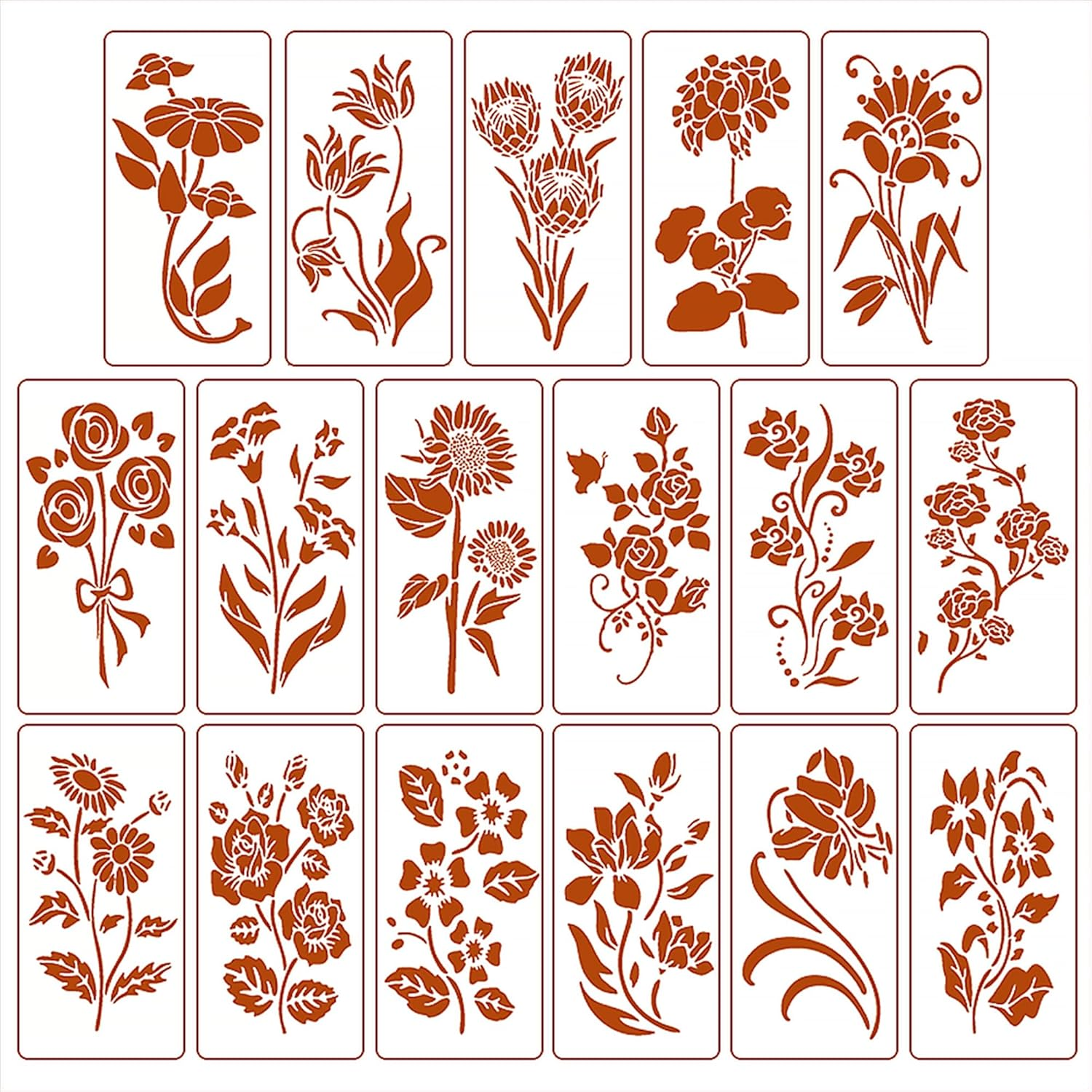 Flower Stencils for Painting,Stencils for Crafts Reusable,Diy Decoration 17Pcs image number 5