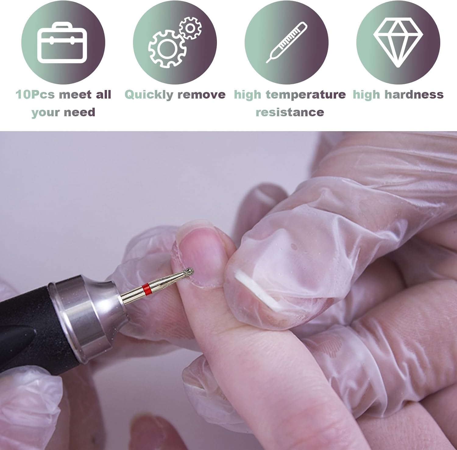 Nail Drill Bits, 10 Pcs Professional Nail Supplies Set for Manicure Pedicure, Melody Susie Nail Drill Bits image number 3