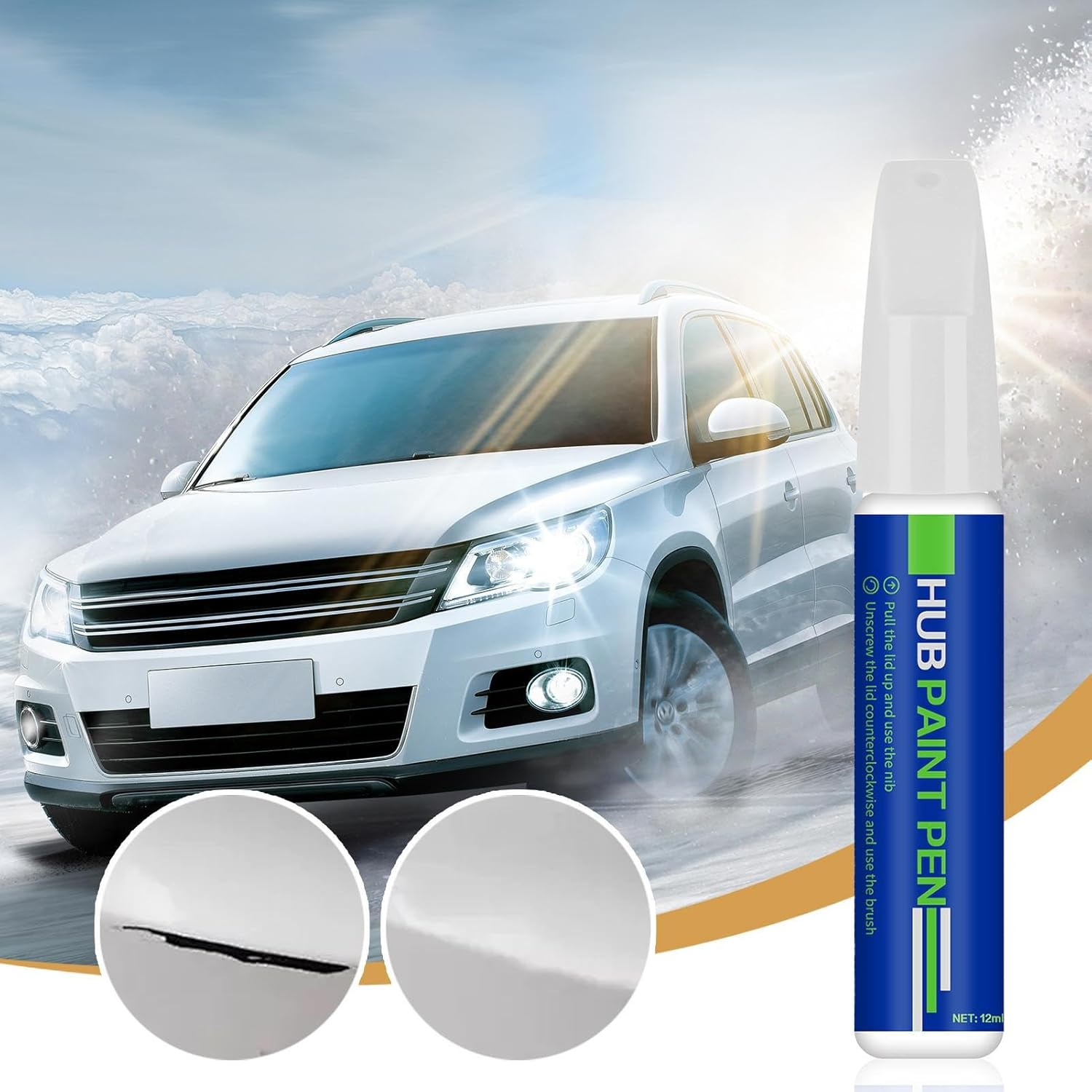 Auto Paint Repair Pen - Auto Touch up Paint Pen - Quick-Dry Marker Filler Scratch Repair for Wood Glass Furniture Wall Appliance Metal Leather - White image number 3