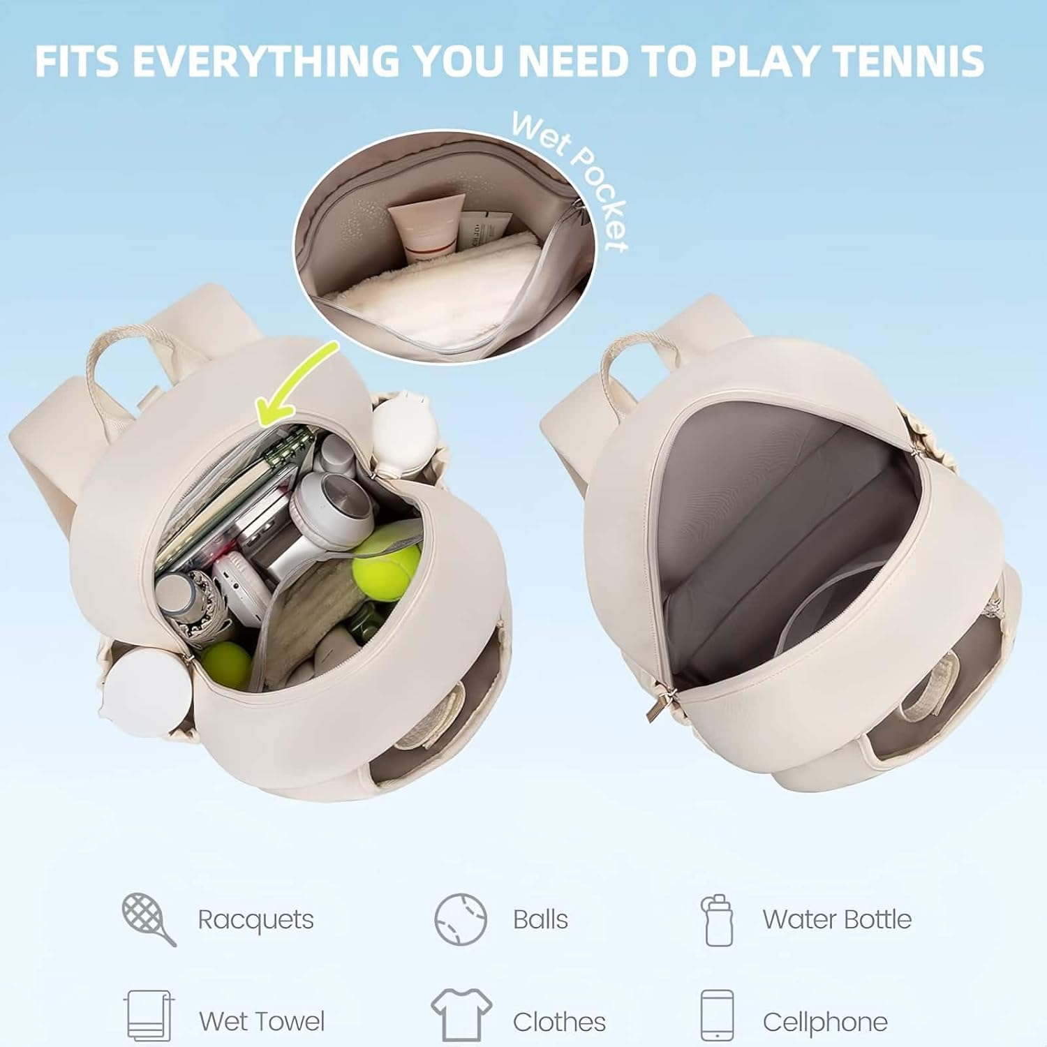 HOLADAWN Tennis Bags for Women & Men, Quilted Tennis Racket Bag Backpack for Tennis Racquet, Pickleball Paddles, Badminton image number 5