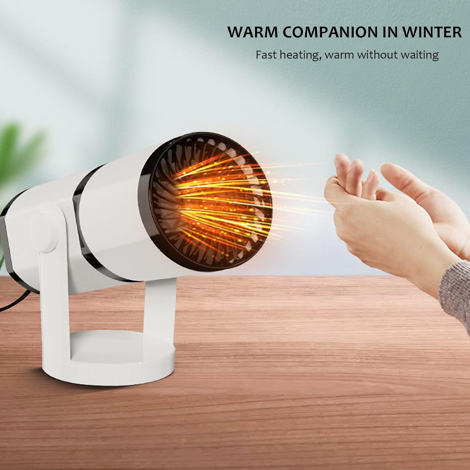 Car Heater, 12V 150W Portable Car Heater De-Icer, 360&deg; Rotatable Car Fans with Heating & Cooling Function, Fast Heating Insertable Cigarette Lighter Rotary Defroster Defogger,Black&White image number 6