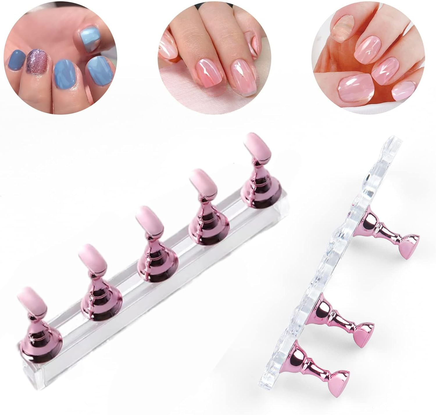 Custelen 2 Sets Rose Gold Magnetic Nail Stand for Press-On Nails Display &mdash; Ideal for Painting Practice and Acrylic Nail Art &mdash; Beginner to Pro, Includes Salon-Quality Accessories image number 5