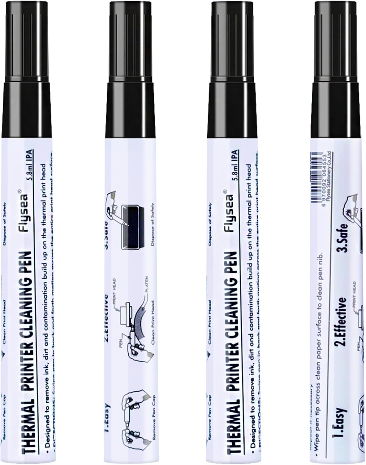 Thermo Printer Printhead Cleaning Pen for Thermal Receipt Shipping Label Compatible with Printers, POS Systems Card Readers Printer Cleaner 4Pcs image number 2
