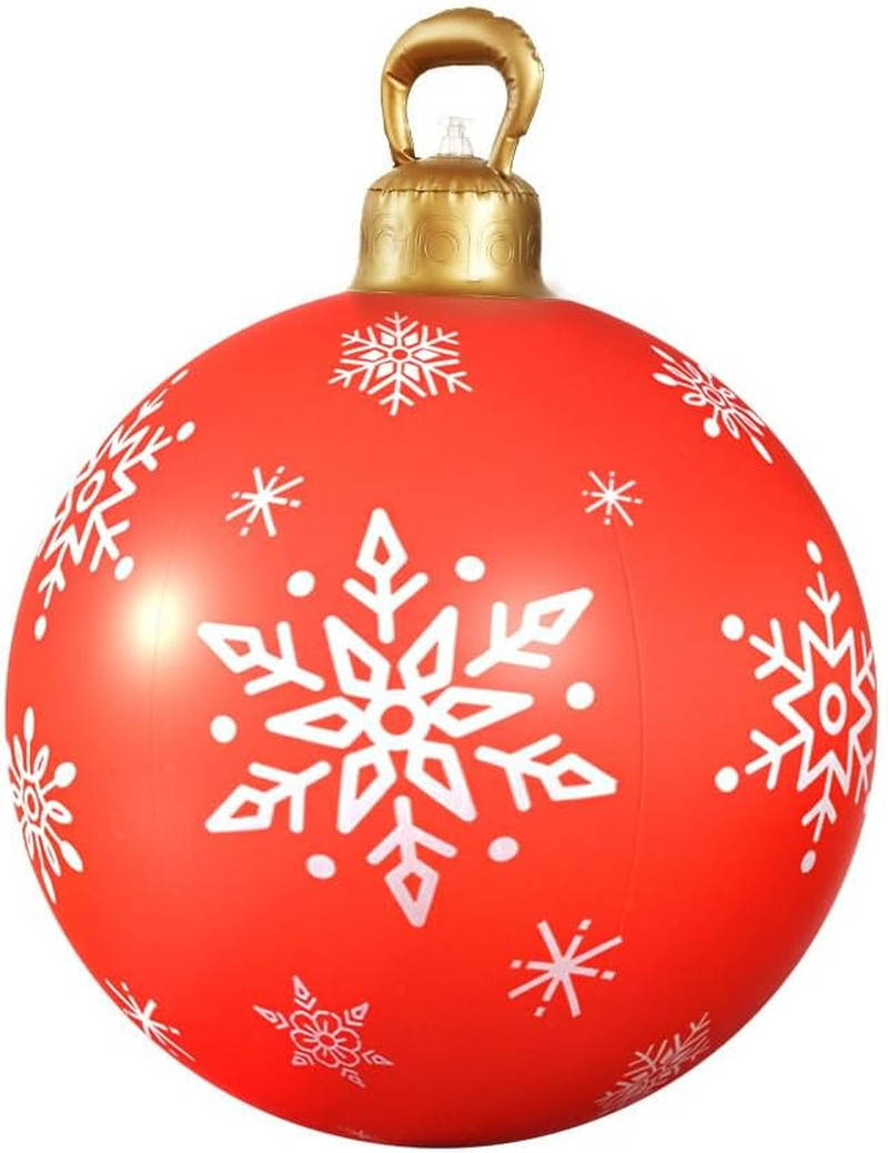Jingle Jollys Christmas Inflatable Ball, Outdoor Decorations Decor Baubles Ornament Yard Garden Home Patio Room Decoration for Holiday, Water-Resistant Easy-Carry Handle Red