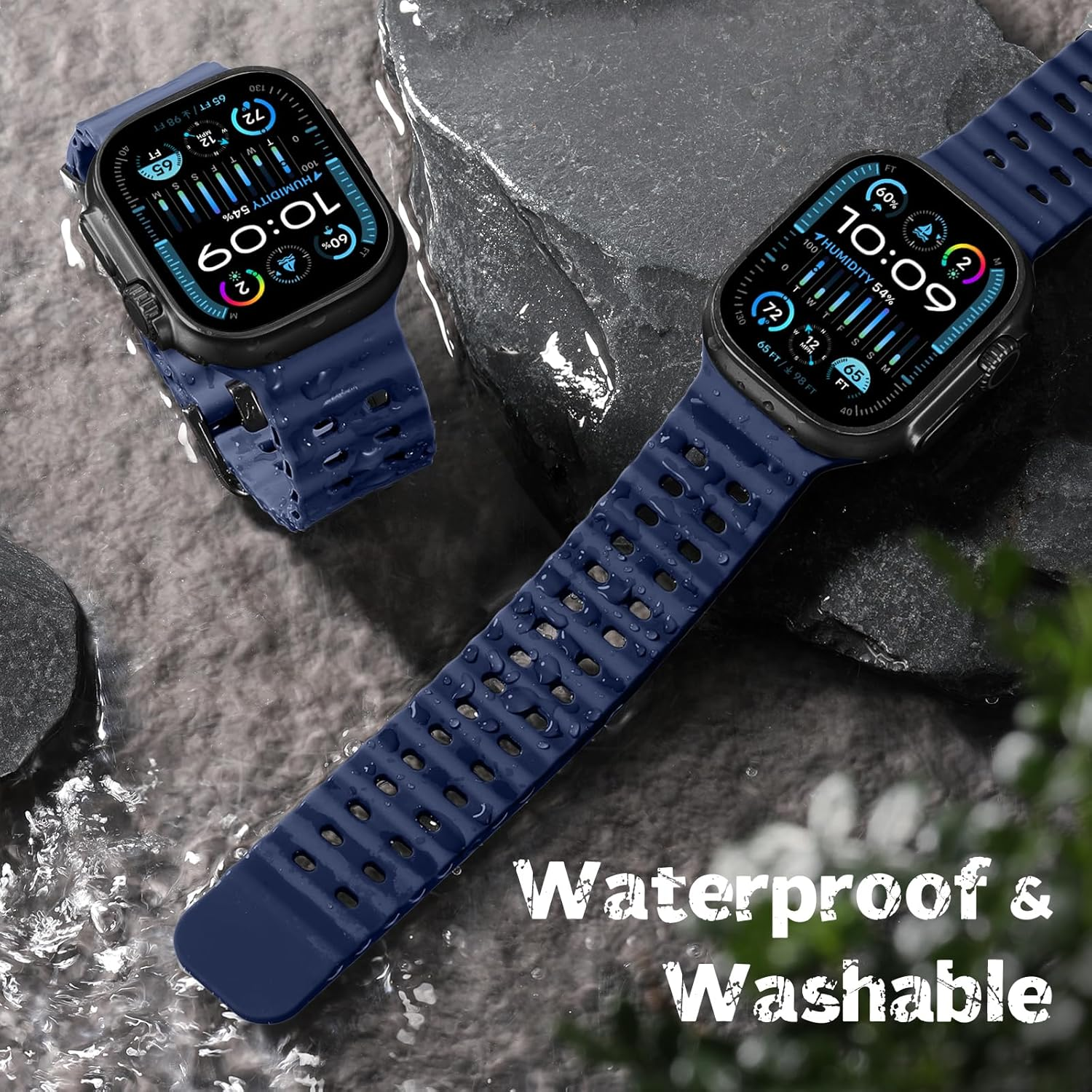 WJK Ocean Sport Bands Compatible with Apple Watch Ultra 2/Ultra 3 Band, Soft Silicone Waterproof Replacement Strap for Iwatch Series 11 10 9 8 7 6 5 4 3 2 1 SE 49Mm 46Mm 45Mm 44Mm 42Mm, Multi Colors image number 4
