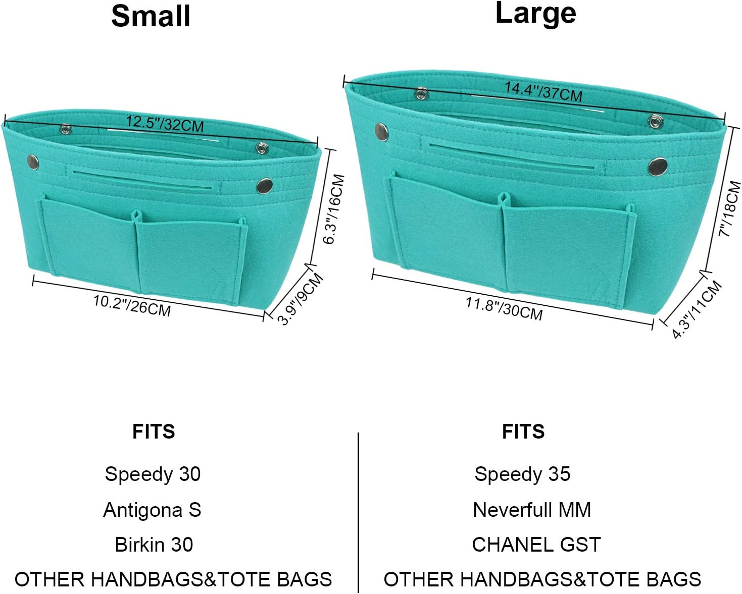 YIICOOLY Felt Tote Handbag Purse Organizer Insert Divider Shaper Bag in Bag, Blue, Small image number 2