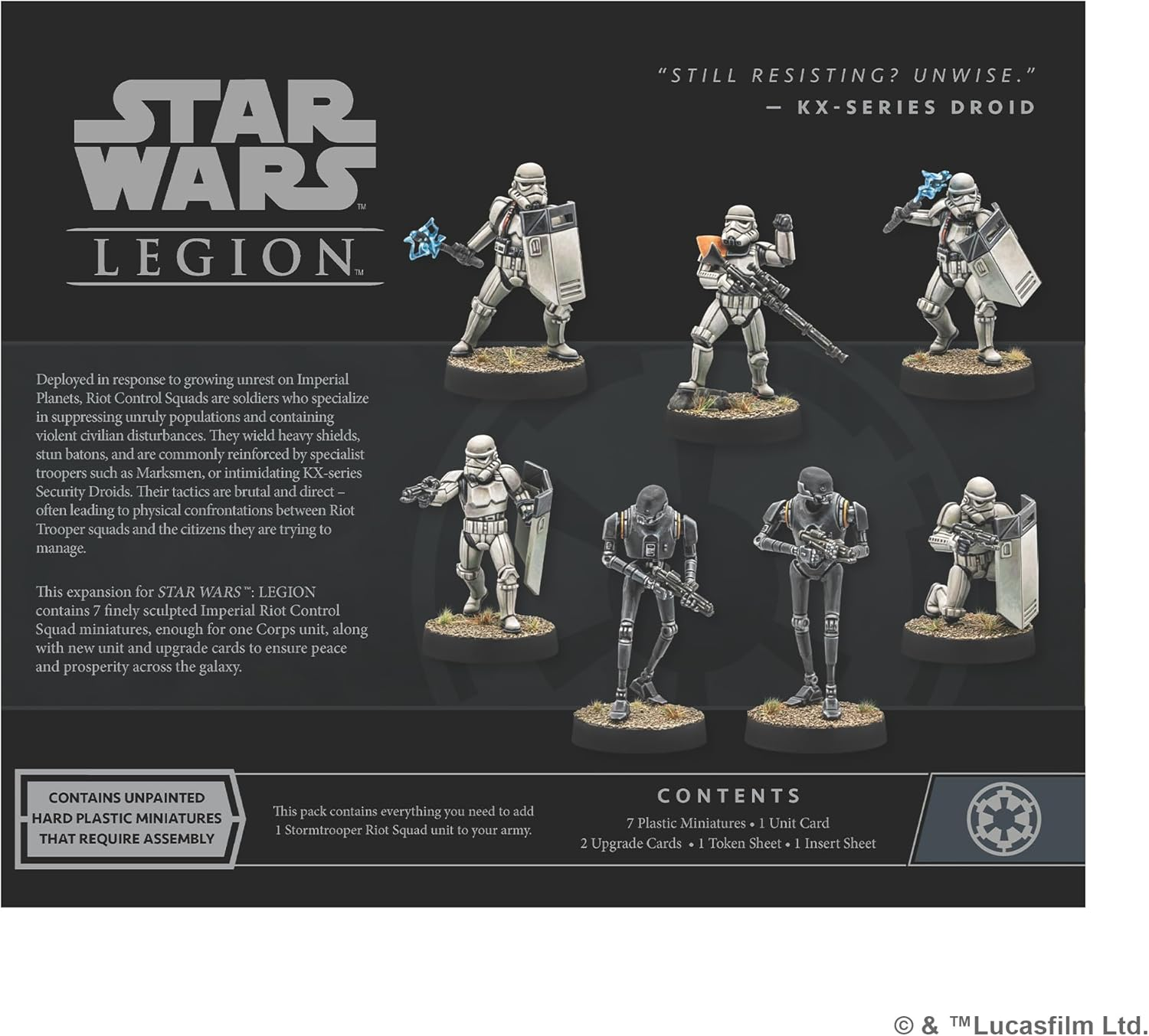 Atomic Mass Games Star Wars Legion Imperial Riot Control Squad Unit Expansion Board Game - 7 Miniatures, 1 Unit Card, 2 Upgrade Cards, 27Mm Bases, Punch Sheet Components - Age 14+ image number 6