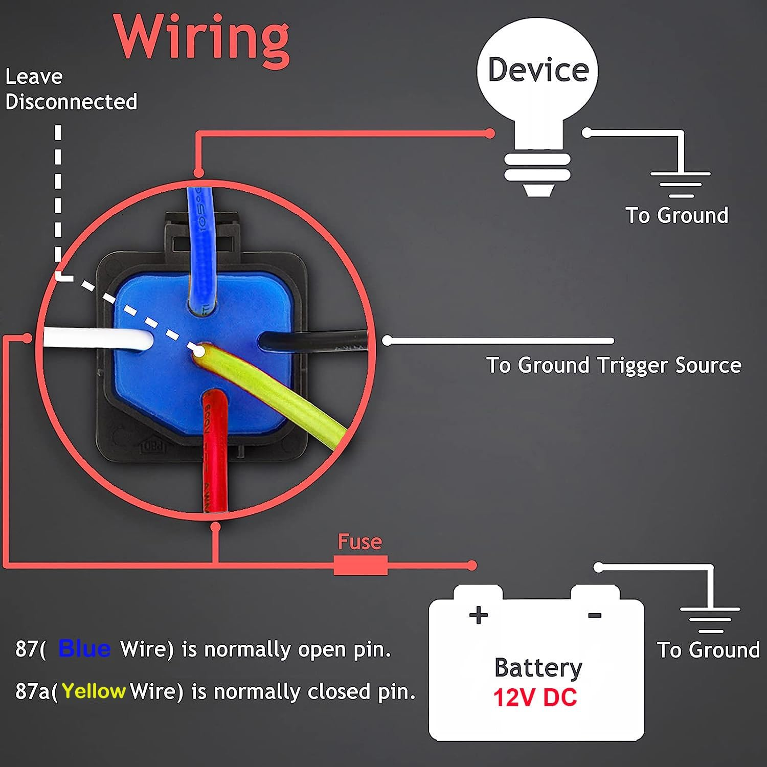 5 Pack 12V 40/30 Amp Car Relay DC 5 Pin SPDT and Harness - Heavy Duty 12 AWG Copper Wires Relays Kit Bosch Style for Automotive Truck Van Motorcycle Boat