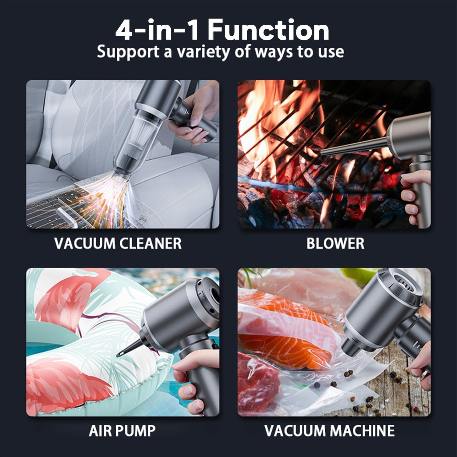 Car Vacuum Cleaner High Power Cordless, Wireless Handheld Vacuum Cleaner with 3 Gear Adjustment,23000Pa Brushless Motor Mini Vacuum, Portable Vacuum Cleaner Cordless for Home,Office,Kitchen,Cars Gray image number 2