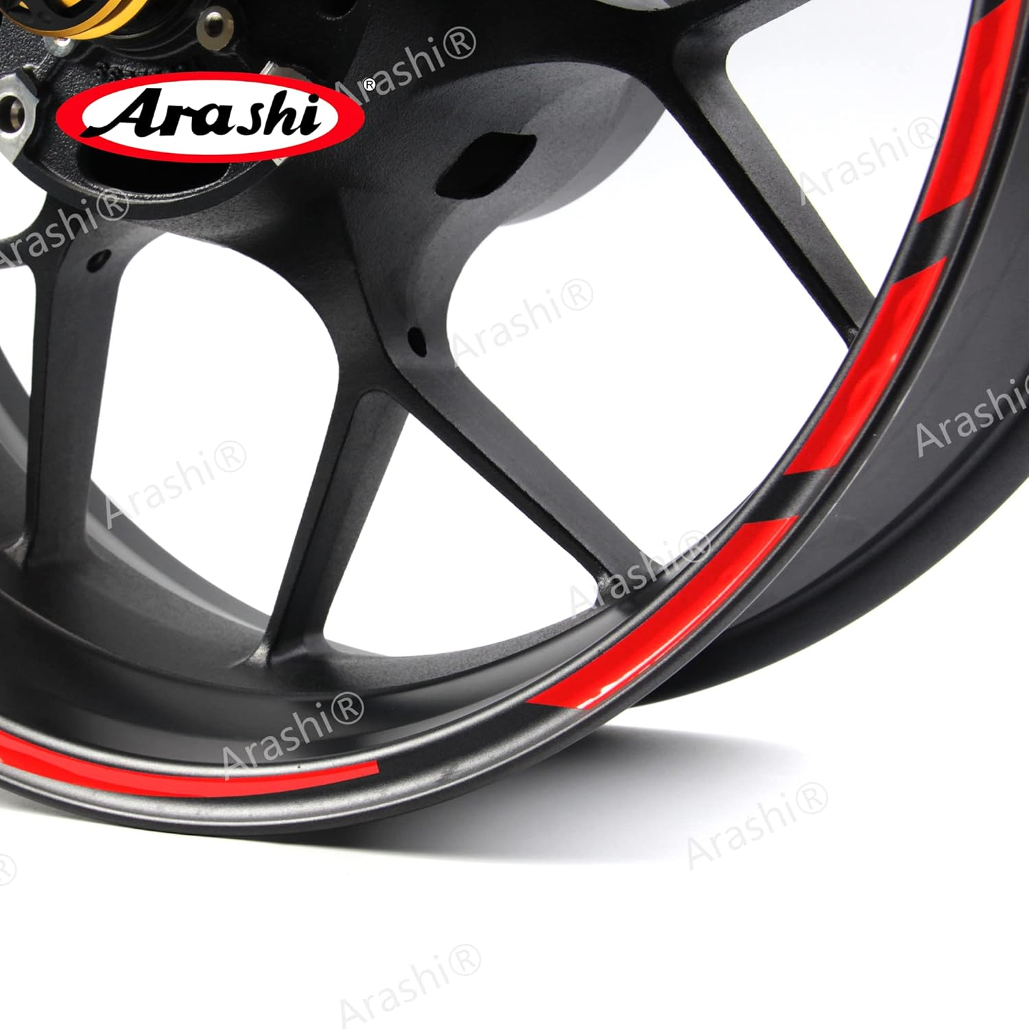 Arashi Red Wheel Rim Tapes Sticker Decal for 17" Motorcycle or Car Wheel Rims CBR1000RR CBR600RR CBR650R MT07 MT09 Daytona 675 Monster Ninja 400 250R 300 GSXR 600 750 1000 YZF R1 R6 S1000RR ZX6R ZX10R image number 2