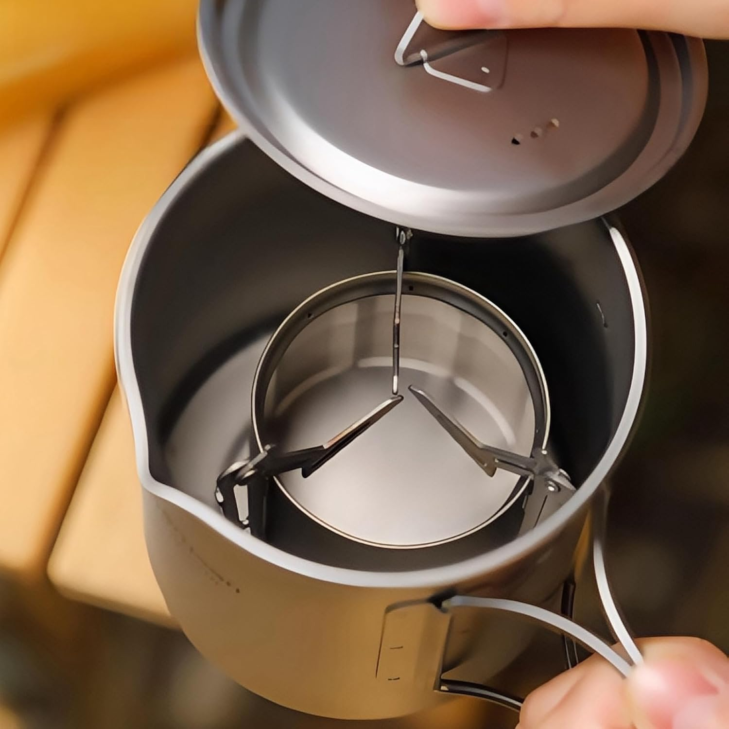 Ti Artisan Titanium Alcohol Stove with Foldable Stand Cover Storage Bag Portable Camping Backpacking Hiking Stove image number 1