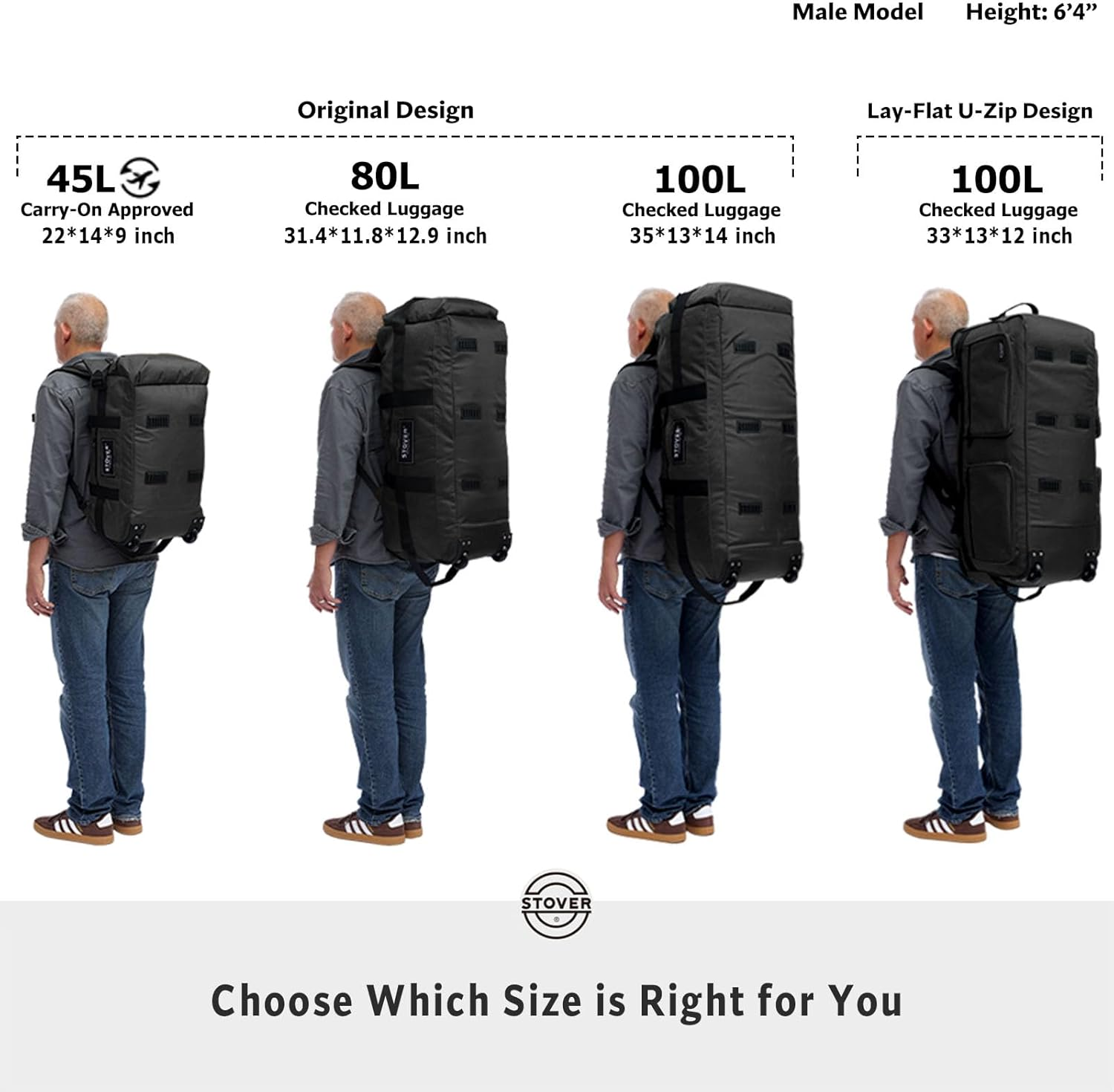 STOVER 100L Rolling Duffel Bag with Wheels, X-Large Durable Travel Duffle + Toiletry Bag, Heavy Duty, Packable with Shoulder Straps- Use as Luggage or Backpack, Men/Women (Green) image number 5