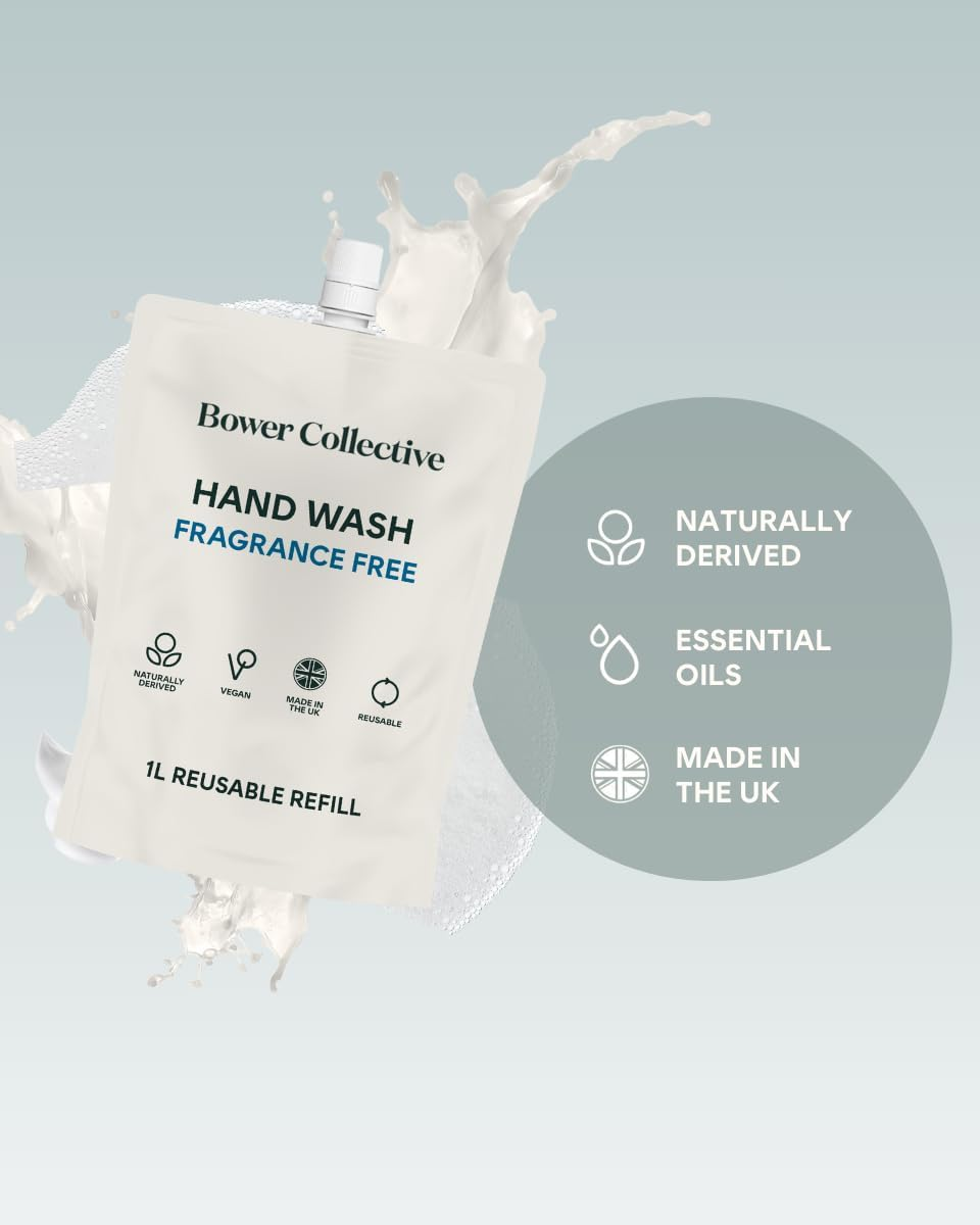 Bower Collective, Antibacterial Fragrance Free Hand Wash Refill, Eco-Friendly, Natural Hand Soap Refill, 1L image number 4