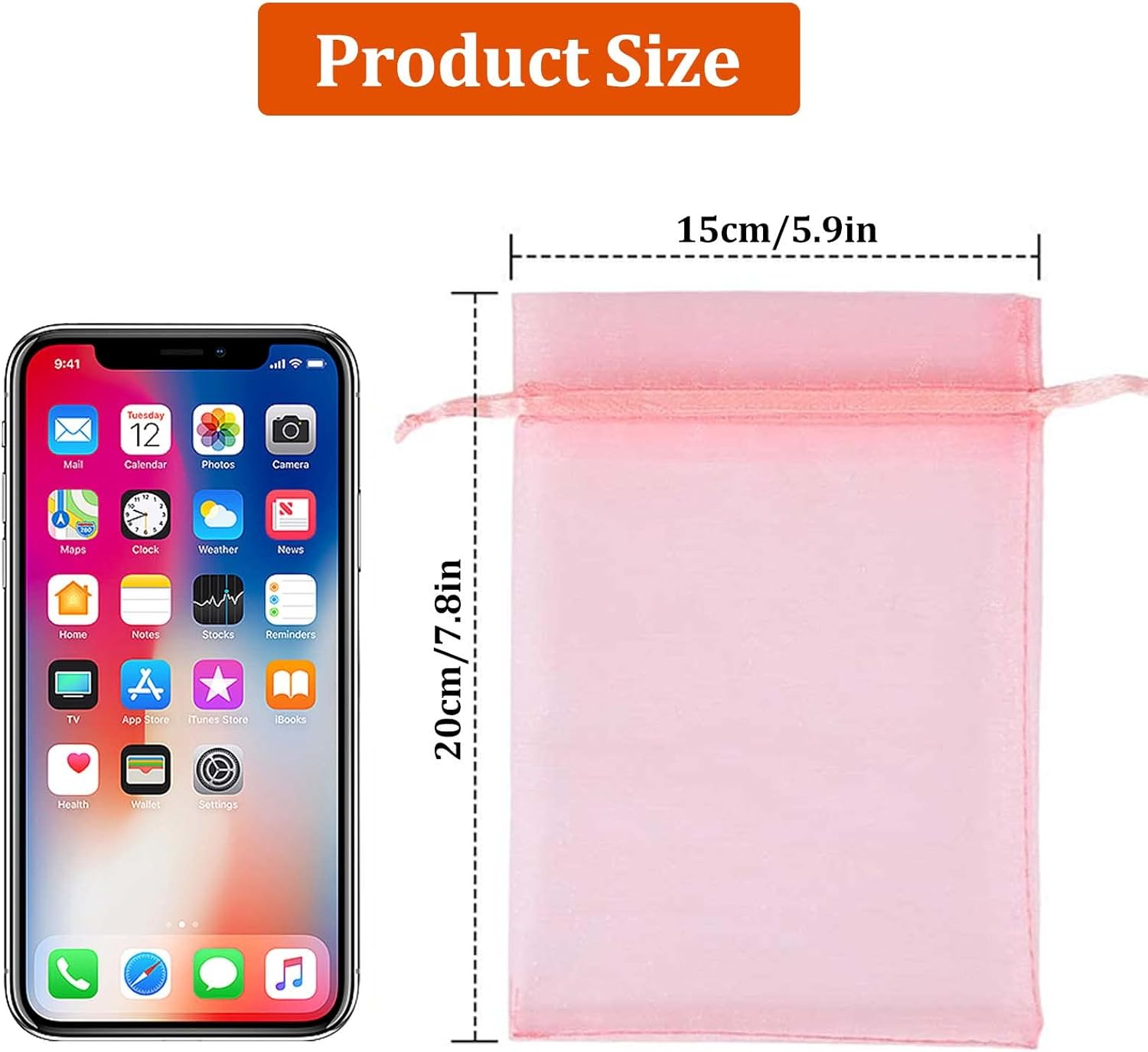 15 X 20 Cm Organza Bags Colourful Large Organza Bags Gift Jewellery Bags Jewellery Bags for Wedding Favours Pack of 50 image number 1