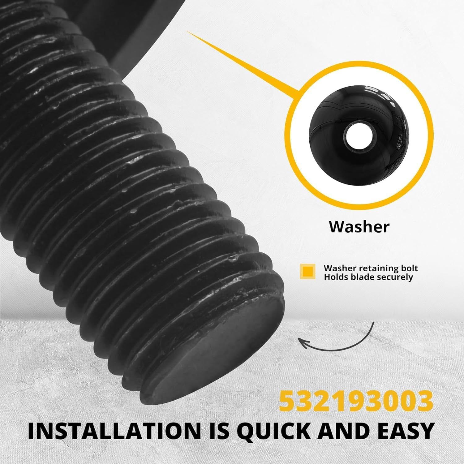 3PCS Compatible with Hus-Qvarna A-YP Crafts-Man Lawn Mower 532-1930-03 14457 193003 174365 539107522 532174365 532193003-A,Blade Bolt & Washer 1-1/4" X 7/16"-20,Lawnmower Blades Hold Bolts,Black image number 6