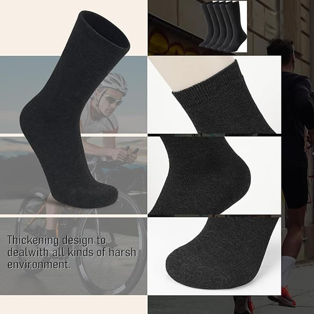 Idopick 5 Pairs Socks Thermal Thick Winter Warm Cozy Hiking Work Boot Socks for Outdoor & Everyday Wear Christmas Gift