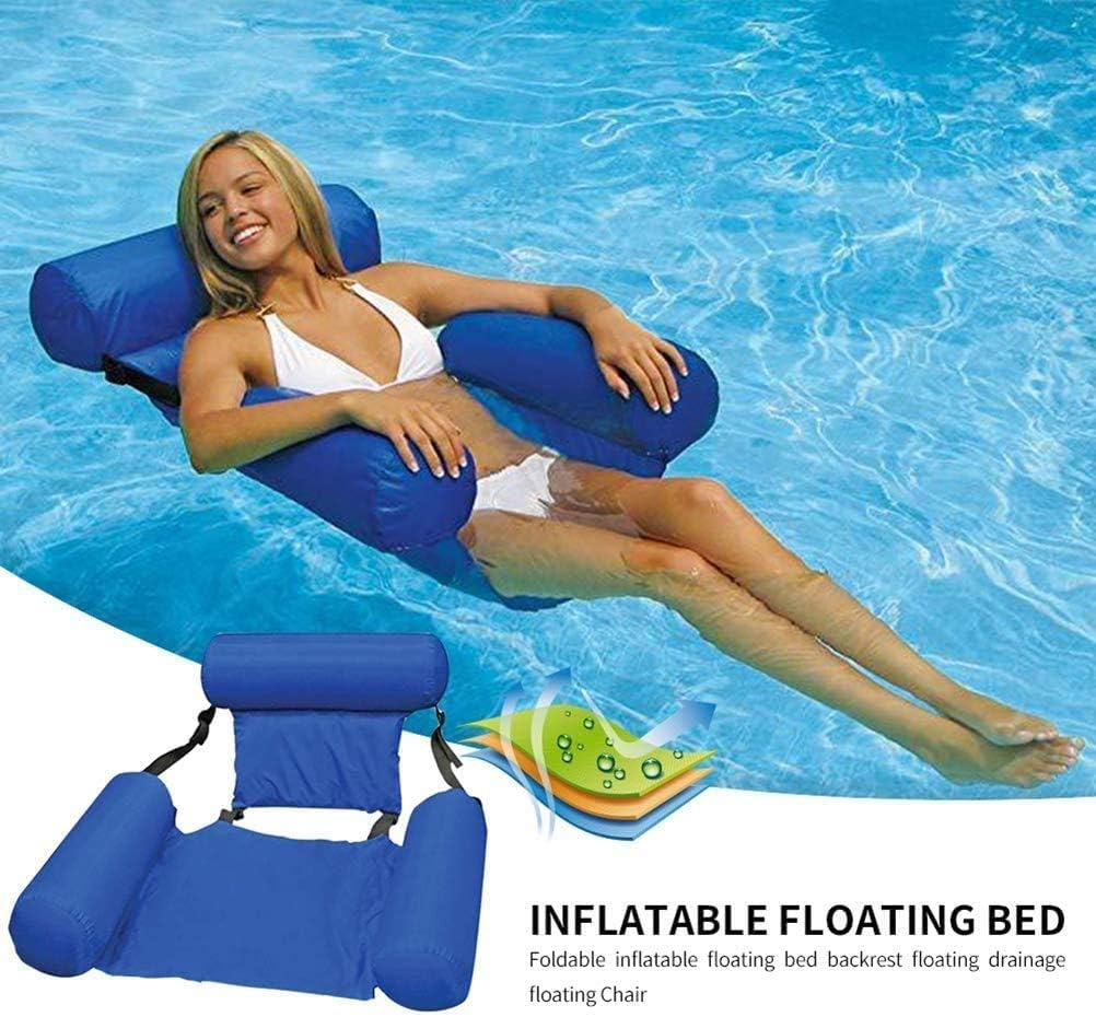 Pool Floating Chair Hammock , Inflatable Water Hammock Swimming Pool Floating Chair, Foldable Dual-Use Fabric Covered U-Seat, Water Play Lounge Chair Floating Bed Sofa image number 4