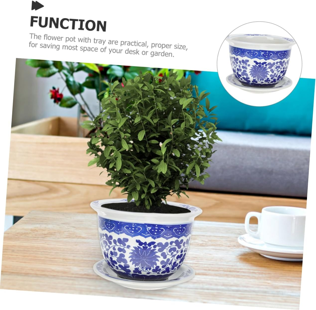 NOLITOY Ceramic Flowerpot Tray for Succulent Planters Outdoor Delicate Gardening Flowerpot for Desktop Garden Supply image number 4