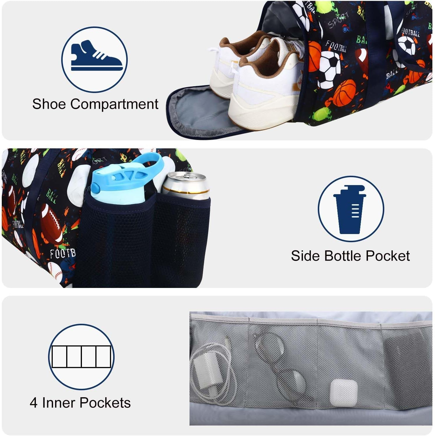 RHCPFOVR Drawstring Backpack for Kids - Unicorn Bags for Girls Gym Dance Beach Swim Travel Bag with Two Water Bottle Holder - Blue Dinosaur image number 6