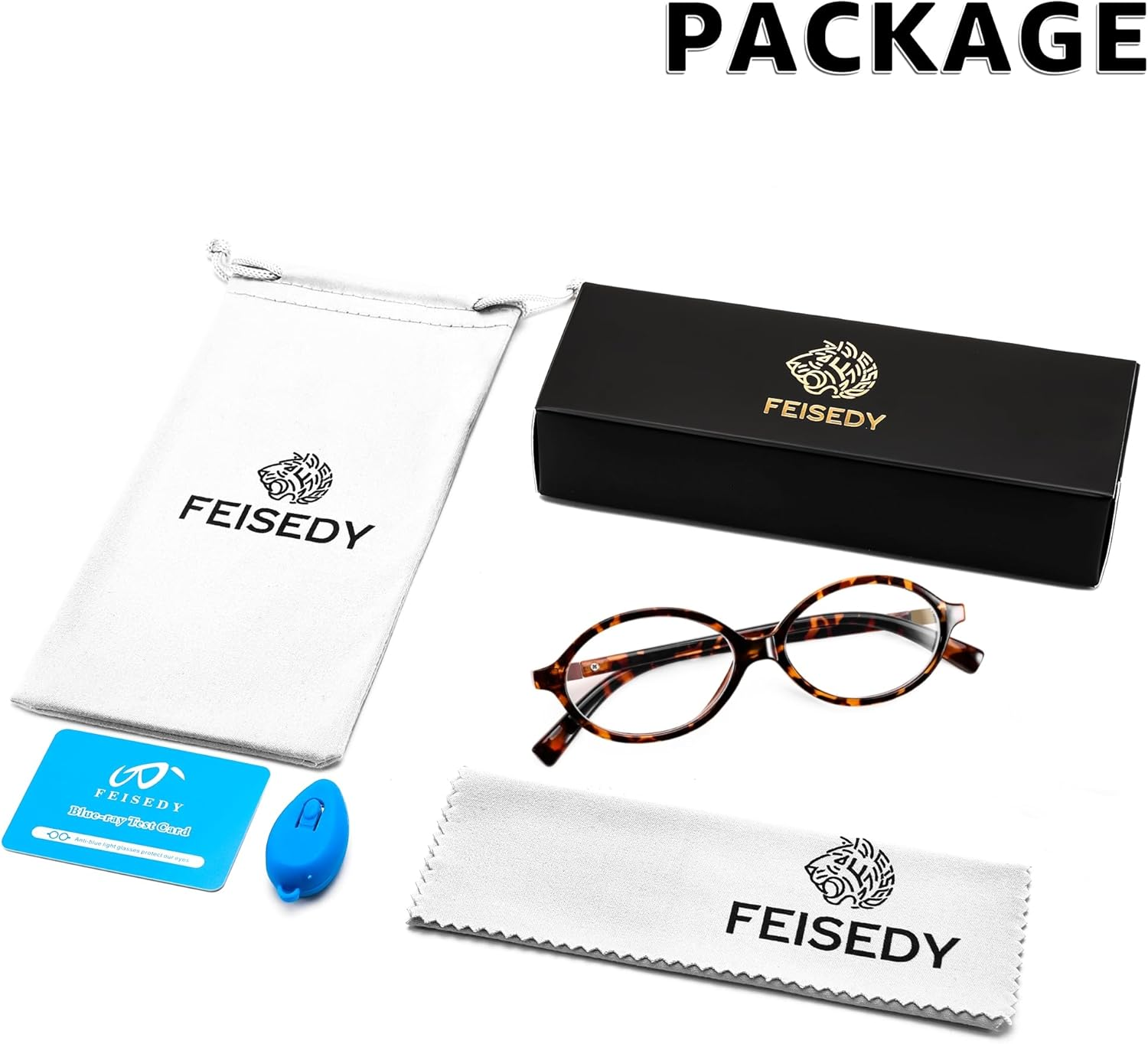 FEISEDY Vintage Oval Glasses for Women Men Retro Tortoise Blue Light Blocking Glasses Small Fake Nerd Eyewear Frames B0254 image number 4